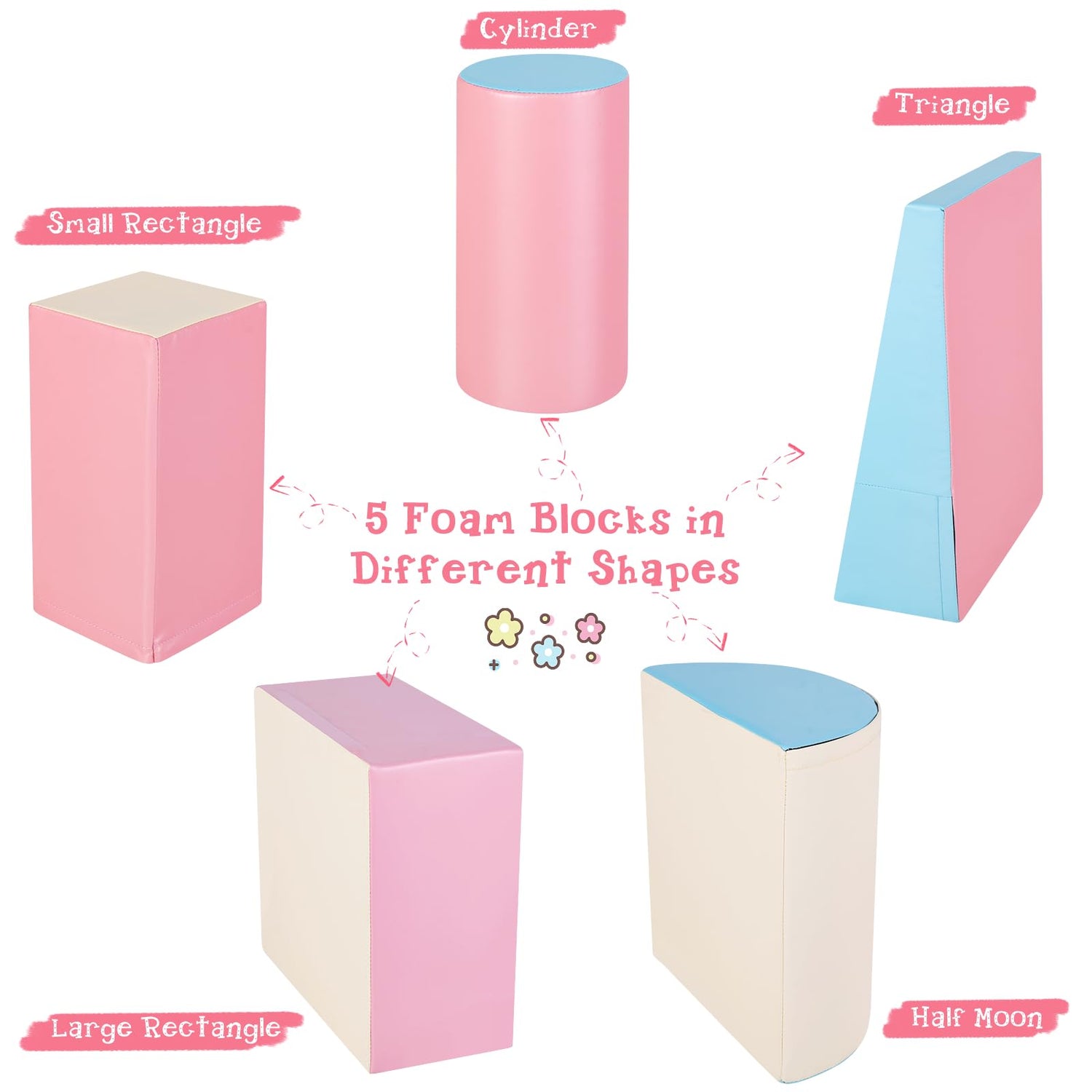 GYMAX Kids Climb and Crawl Play Equipment, 5-Piece Baby Soft Foam Blocks