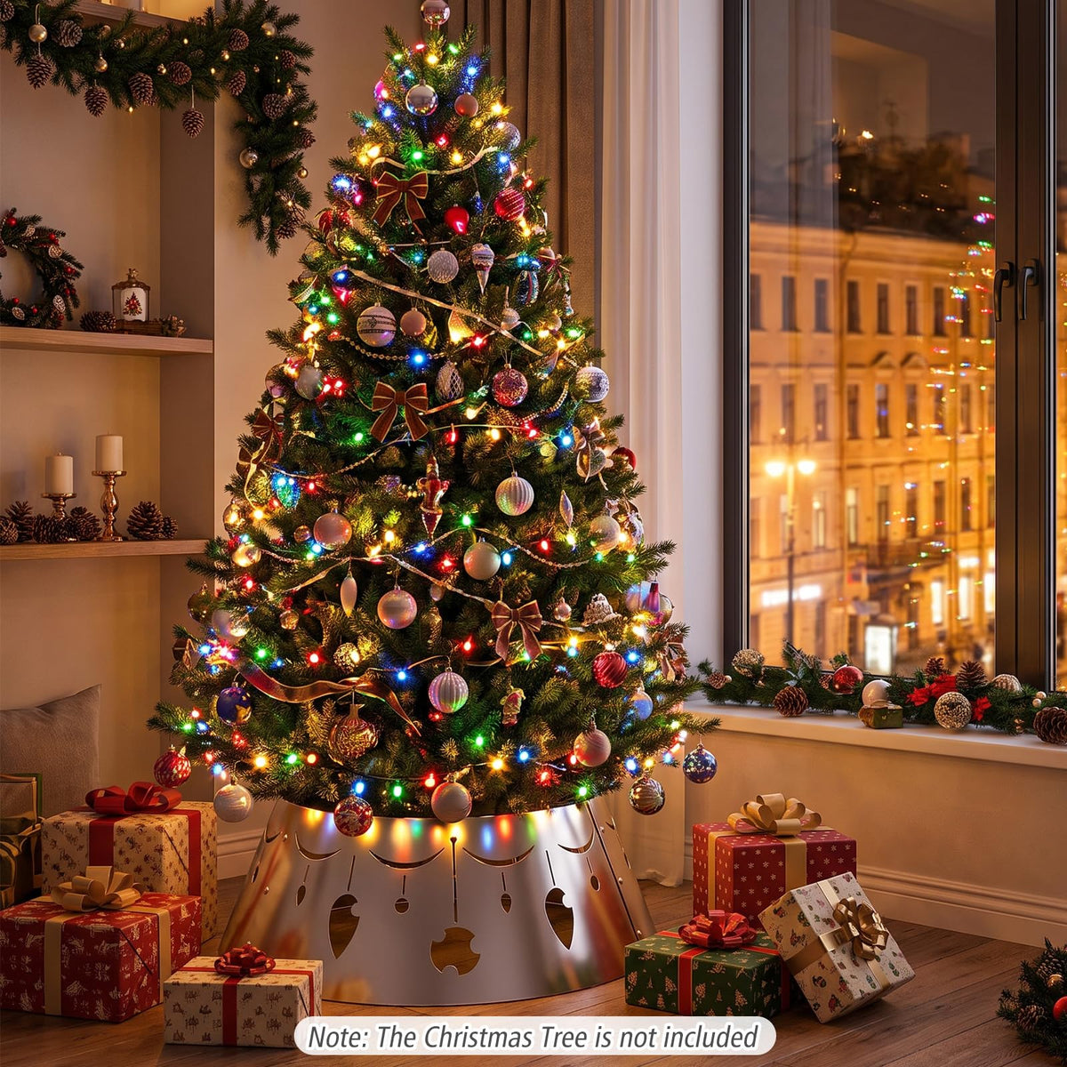 70cm Silver Metal Christmas Tree Collar