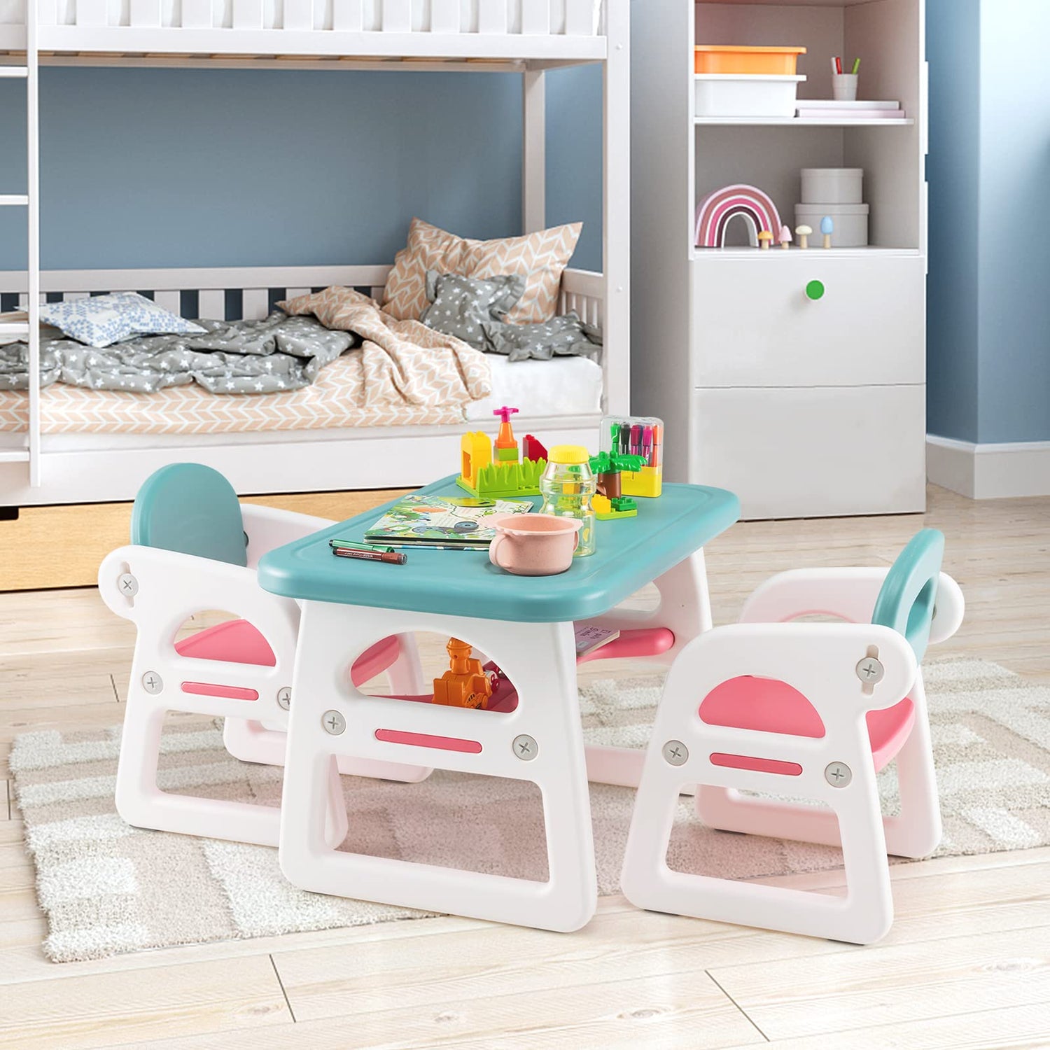 GYMAX Kids Table and Chairs Set