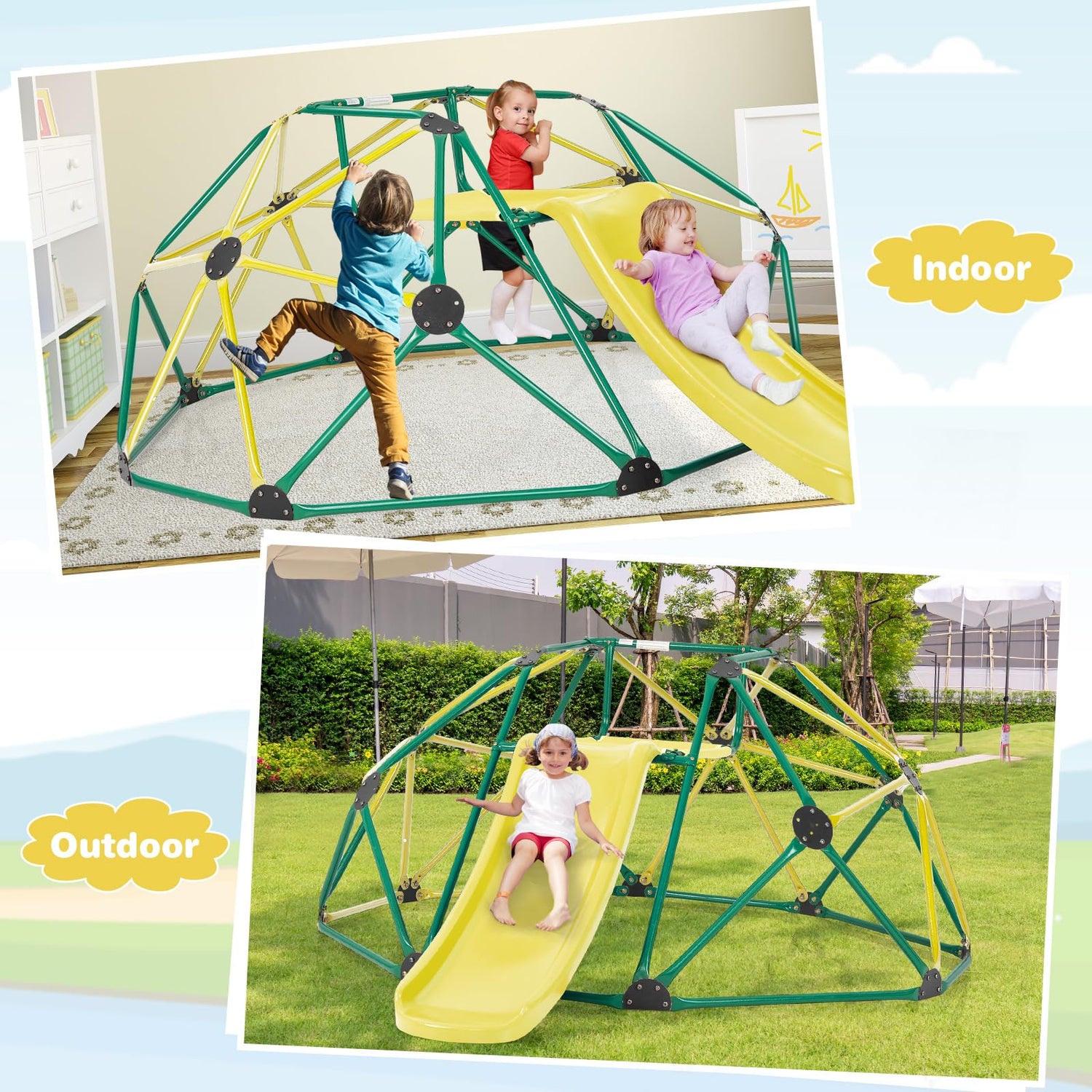 GYMAX Dome Climber with Slide