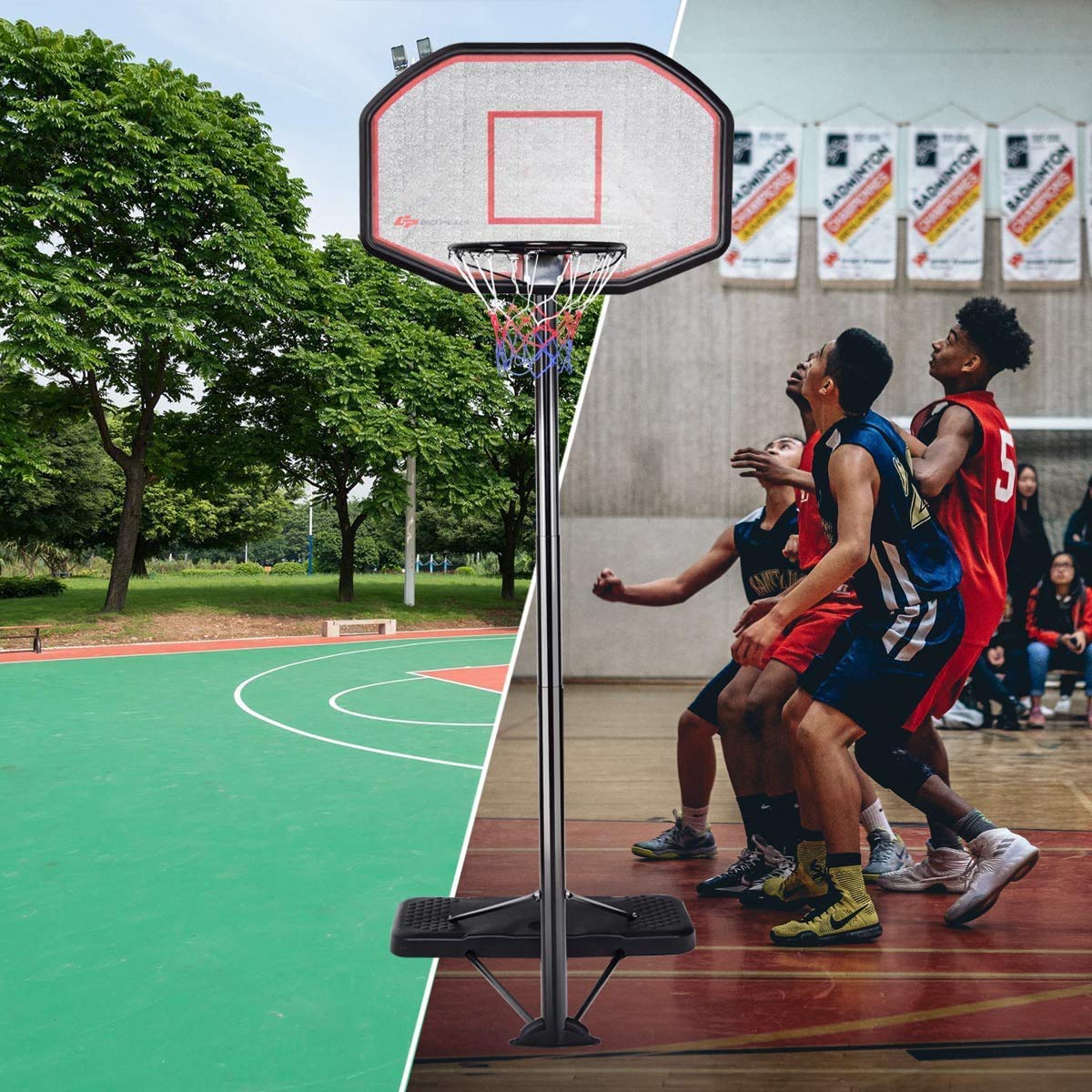 GYMAX 200-305cm Basketball Hoop and Stand