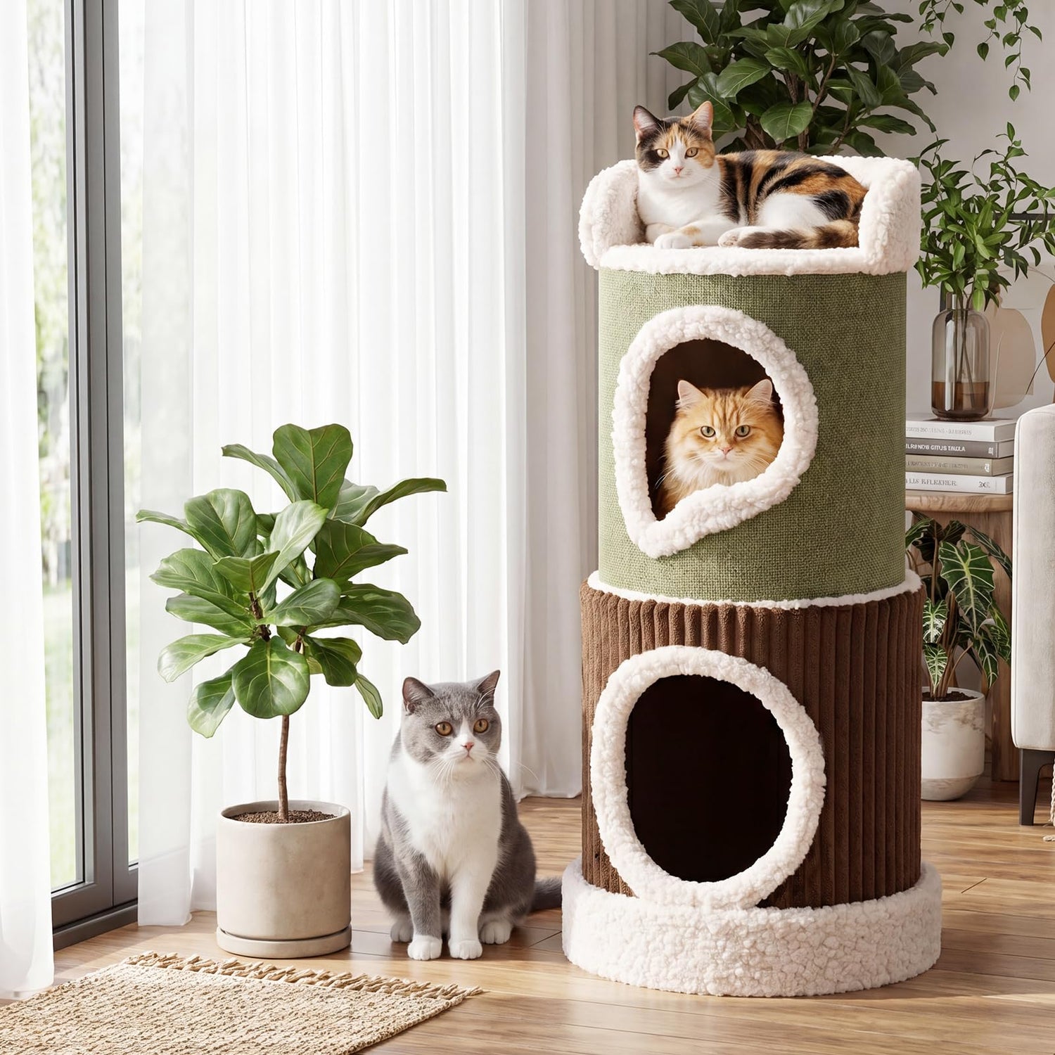 Double Spacious Condos, Barrel-Shaped Kitten Condo Pet Playhouse