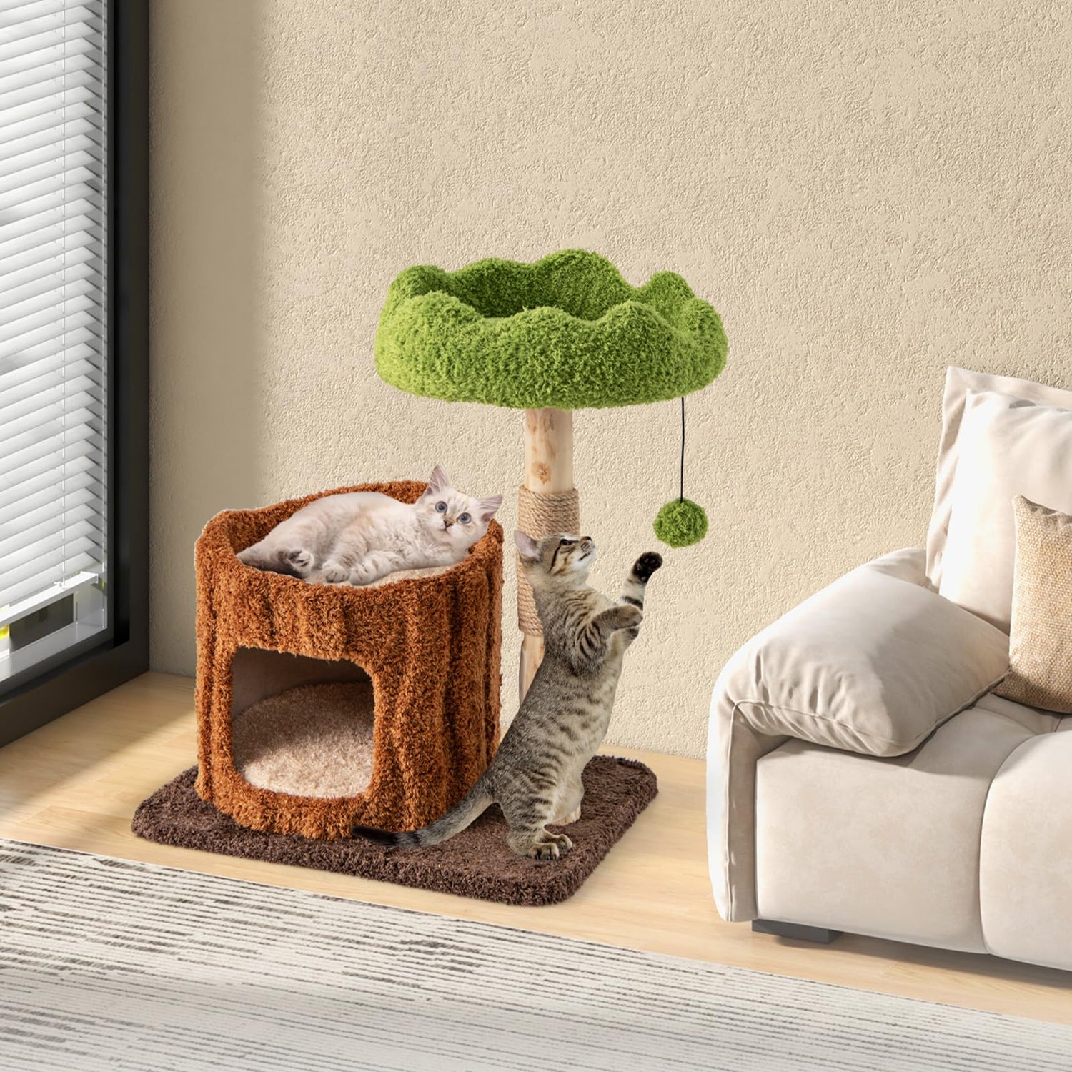 GYMAX Cat Tree, 75 cm Multi-Level Cat Tower with Condo, Sisal Scratching Post