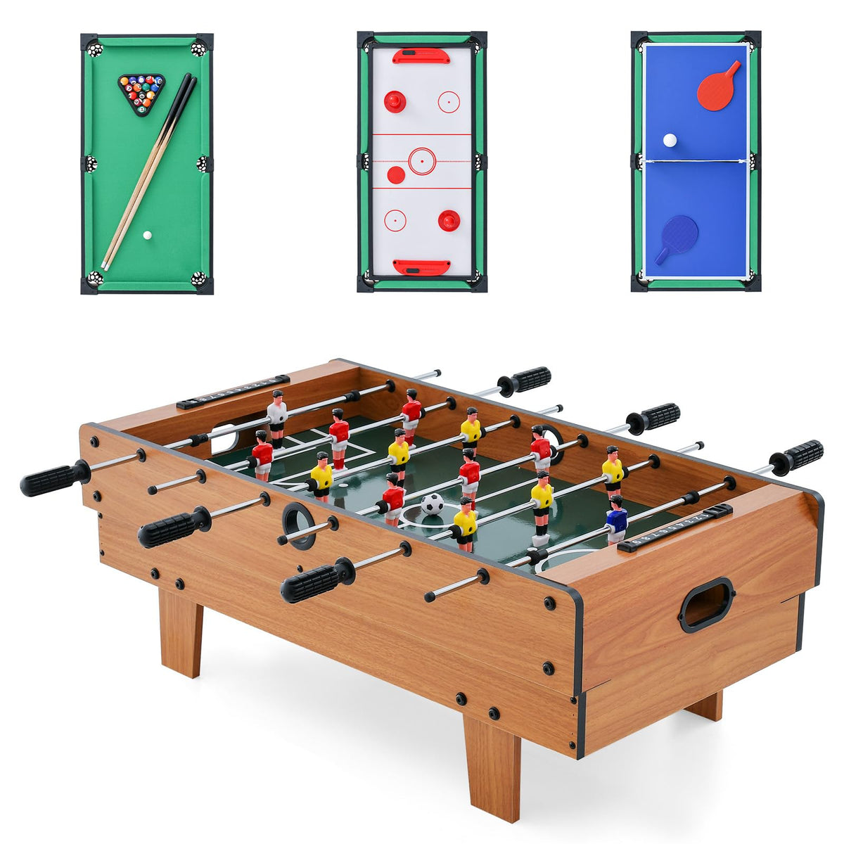 GYMAX 4 in 1 Multi Game Table, Combo Games Table Set with Foosball