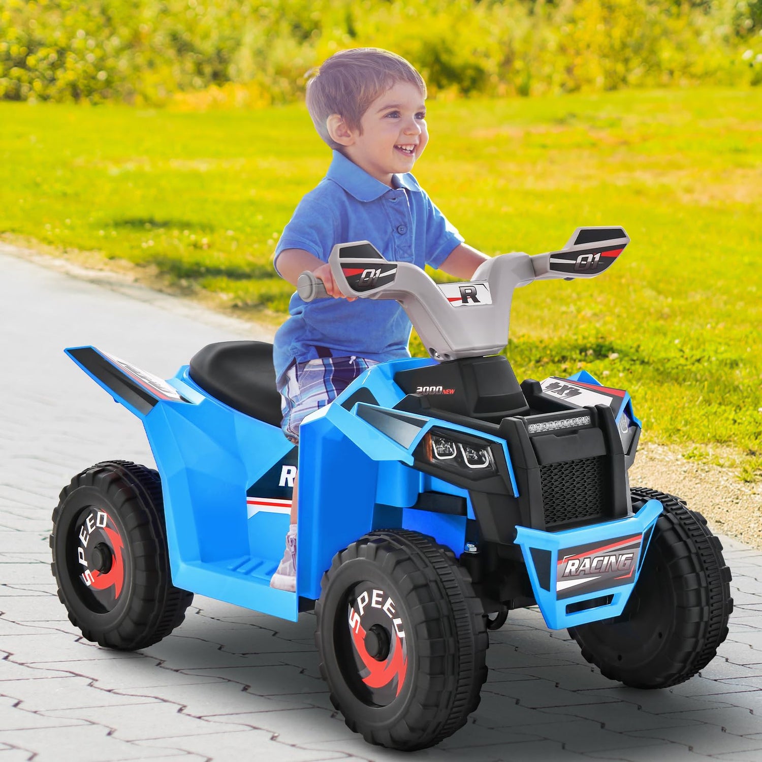 GYMAX Kids Electric Quad Bike, 6V Children Electric ATV with Forward & Backward