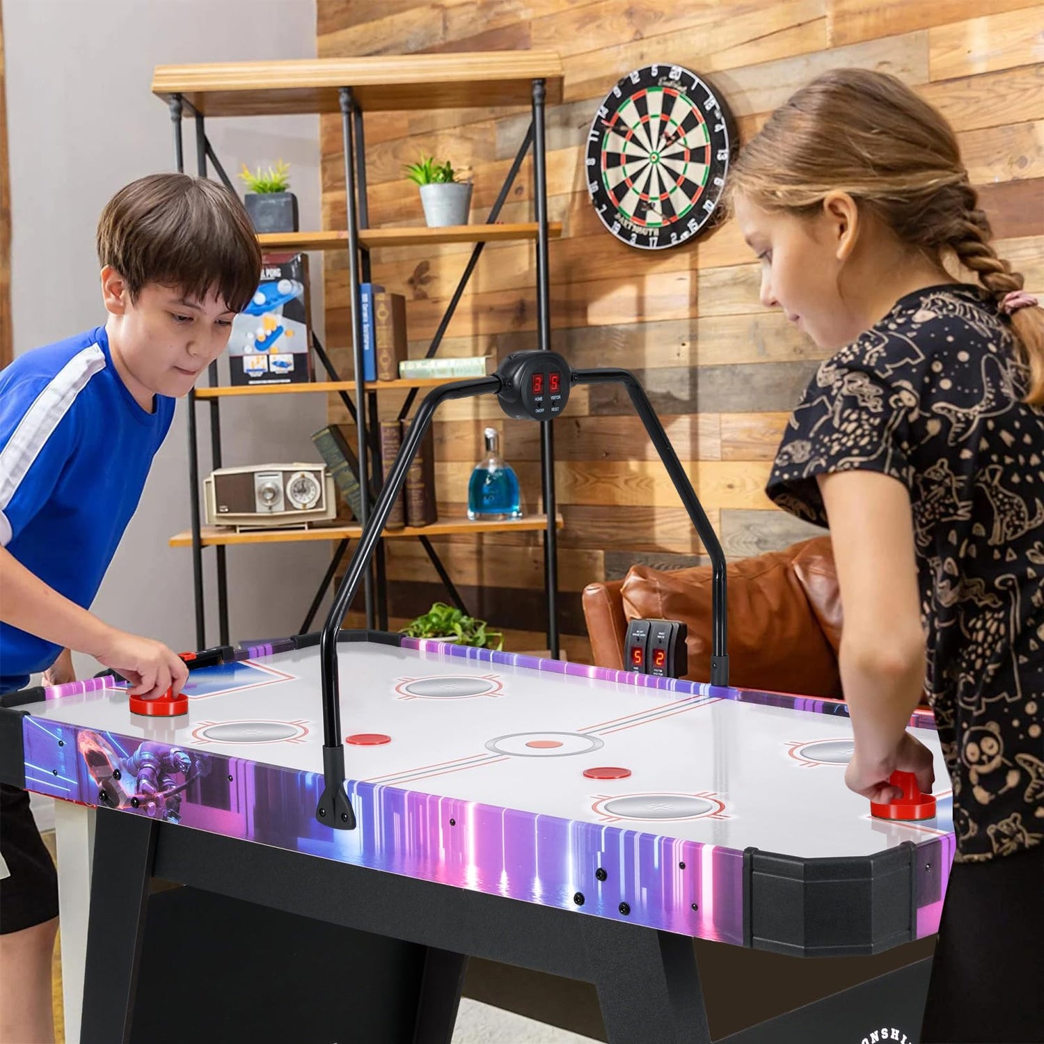 144 CM Air Hockey Table with 2 Pucks and 2 Pushers for Kids and Adults