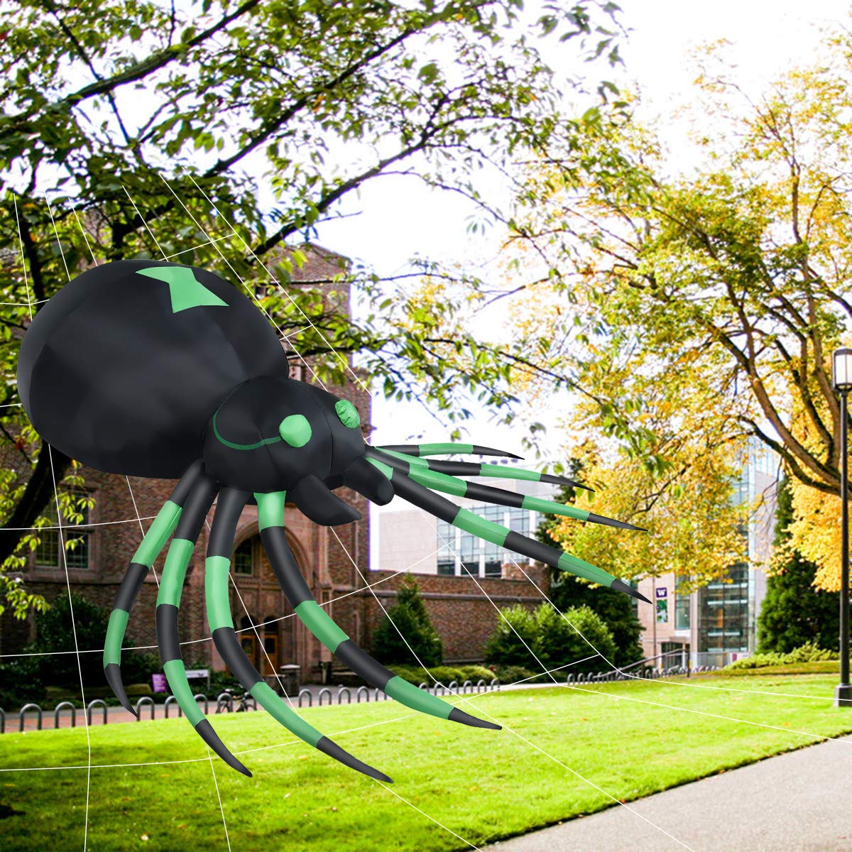 GYMAX 6FT Halloween Inflatable Spider with LED Lights