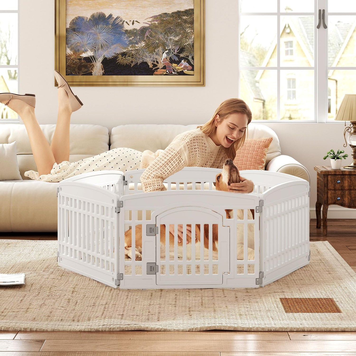 6-Panel 60cm Plastic Dog Playpen for Medium and Small Dogs