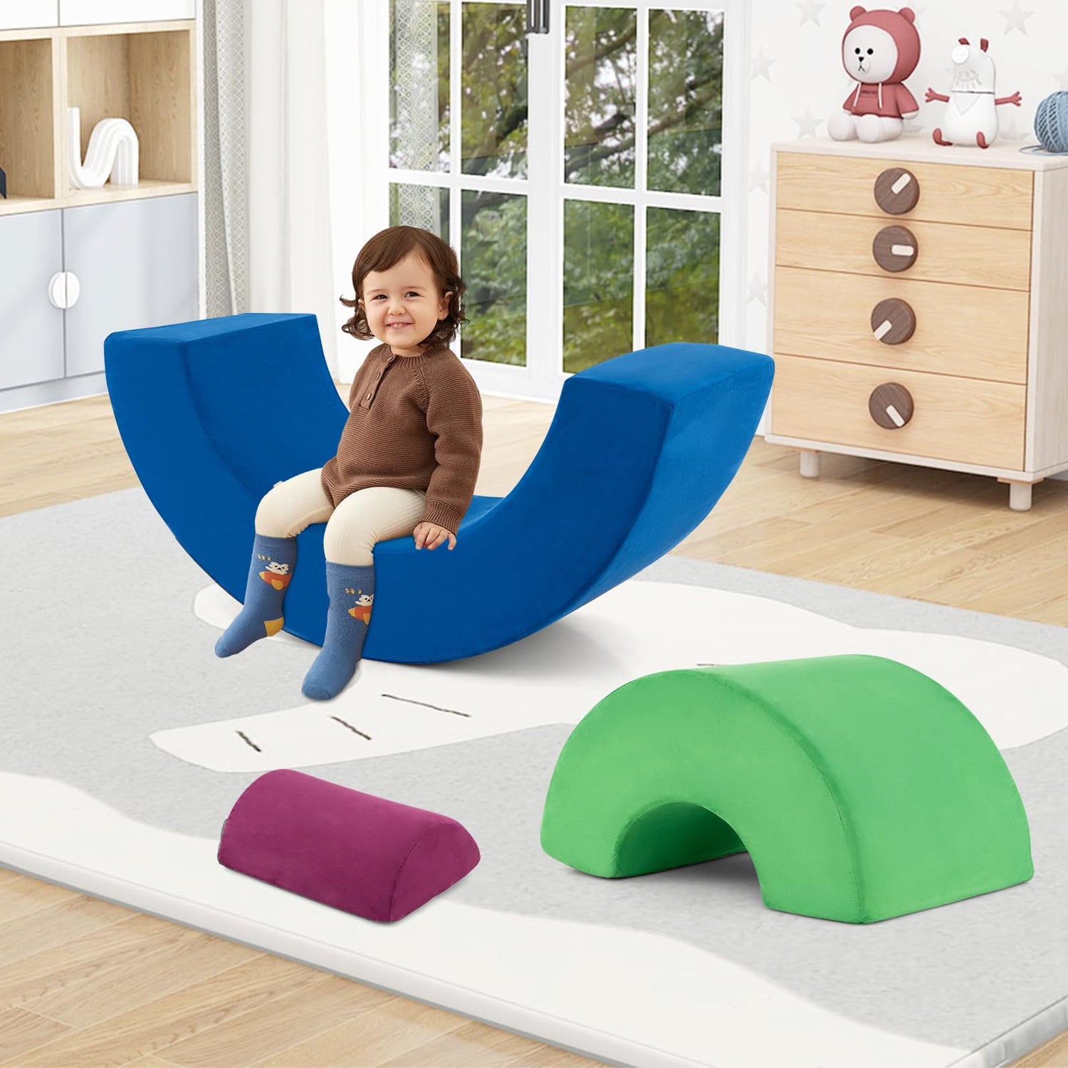 GYMAX 3 Pieces Soft Play Equipment Activity Play Set