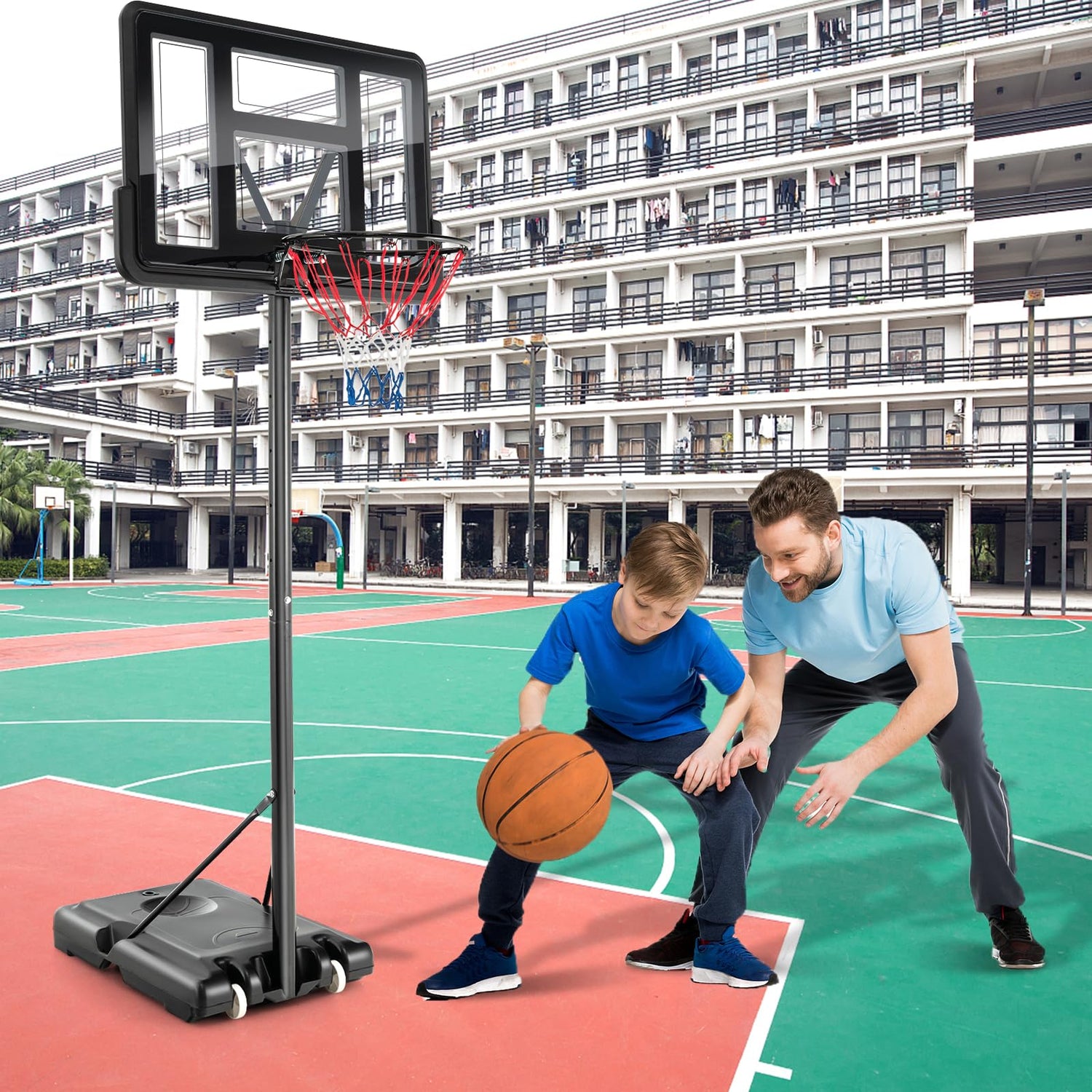 GYMAX 135-305cm Basketball Hoop and Stand