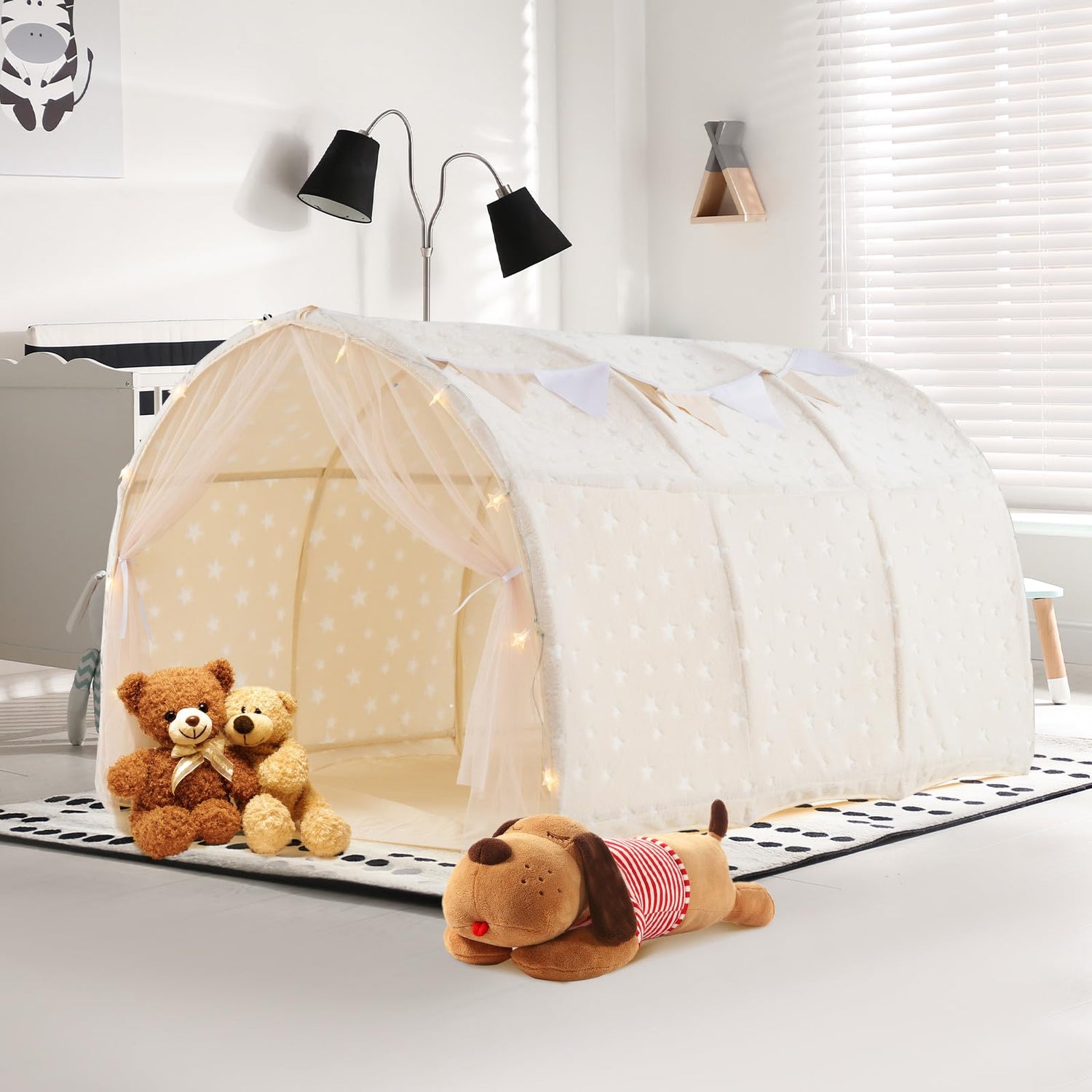 GYMAX Kids Bed Tent with Glow in the Dark Stars