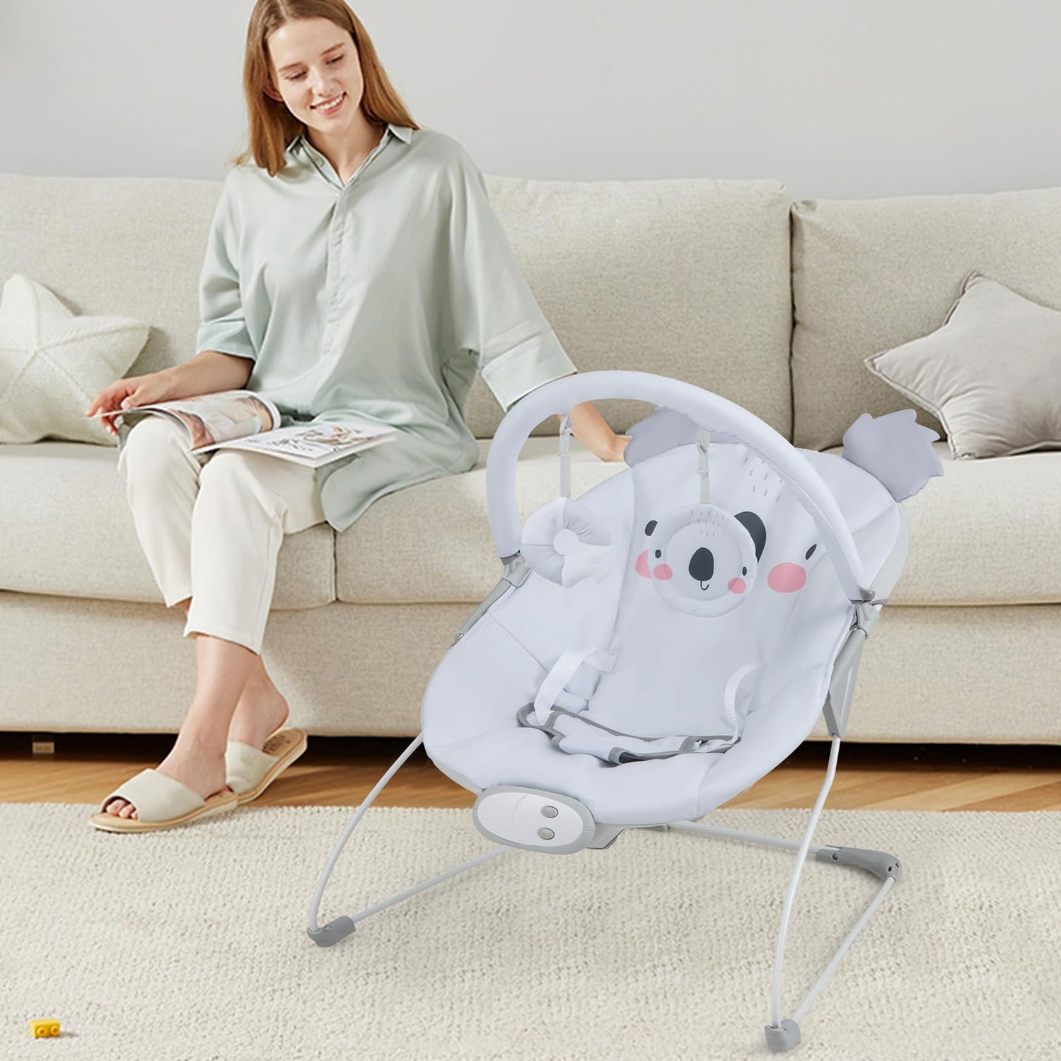 GYMAX Baby Swing Bouncer, Infant Rocking Chair with Adjustable Safety Belt