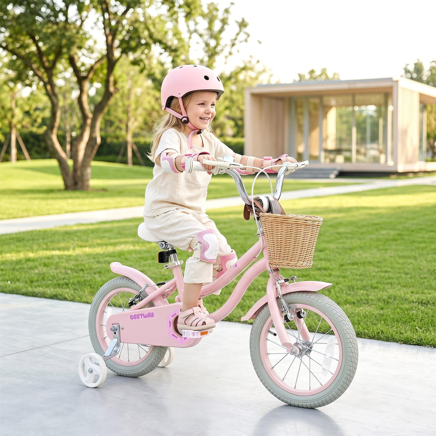 Kids Bike, Children's Training Bicycle | Toddler Bike with Detachable Training Wheels, Basket