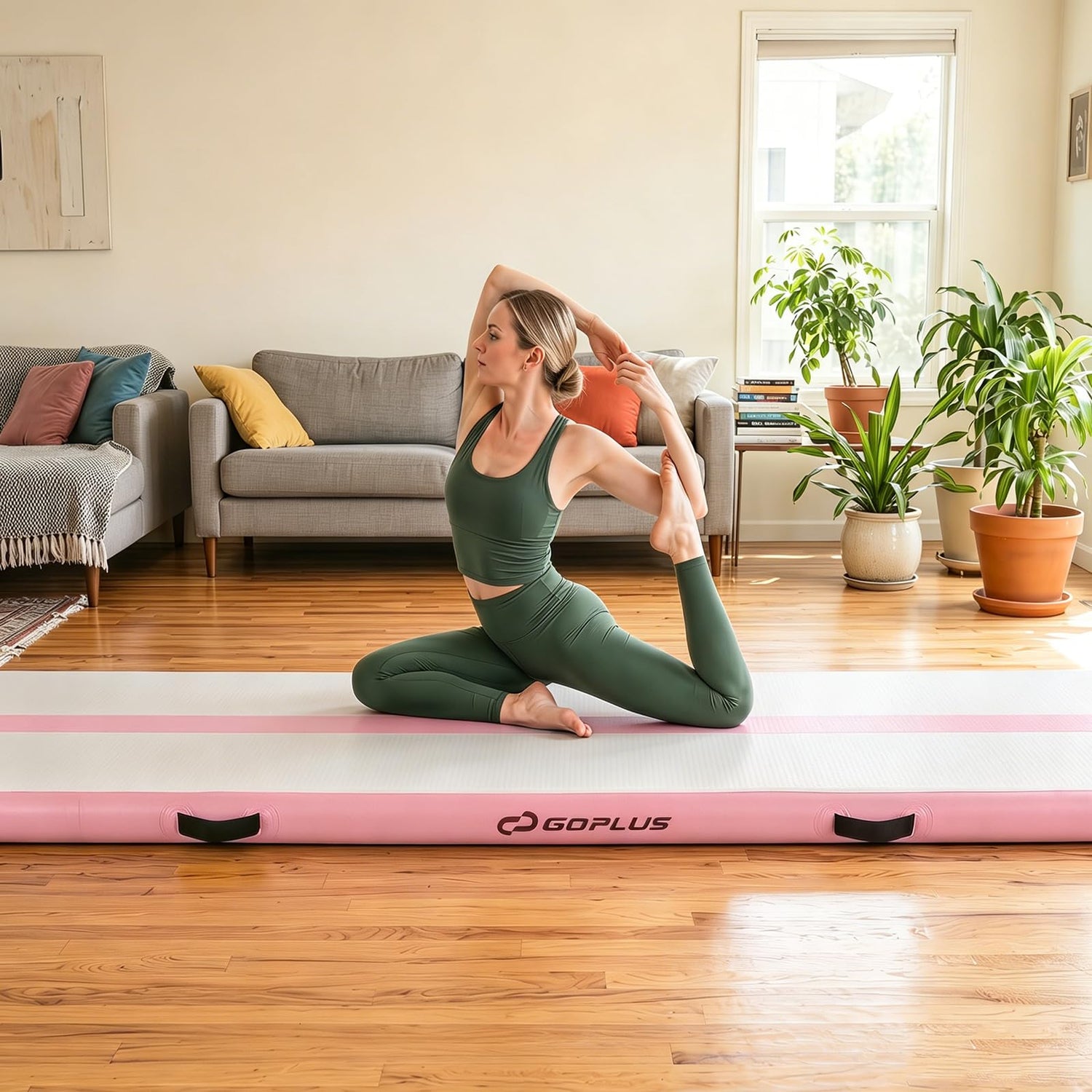 Inflatable Gymnastic Mat, 3M Home Gym Yoga Training Mat with Premium PVC Construction
