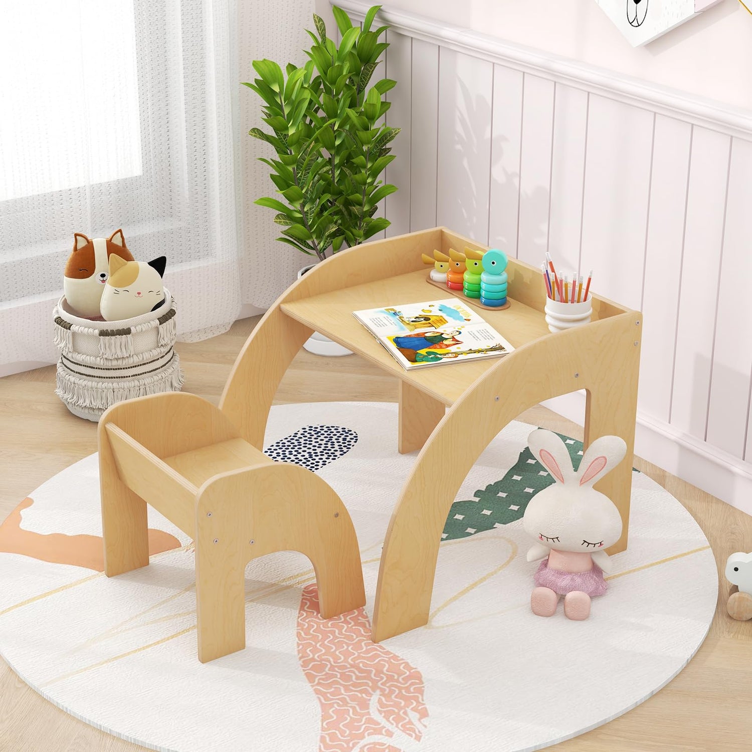 GYMAX Children Activity Table with Baffle