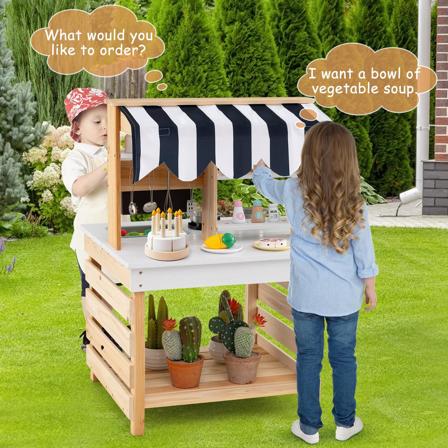 Outdoor Mud Kitchen for Kids with Removable Sink