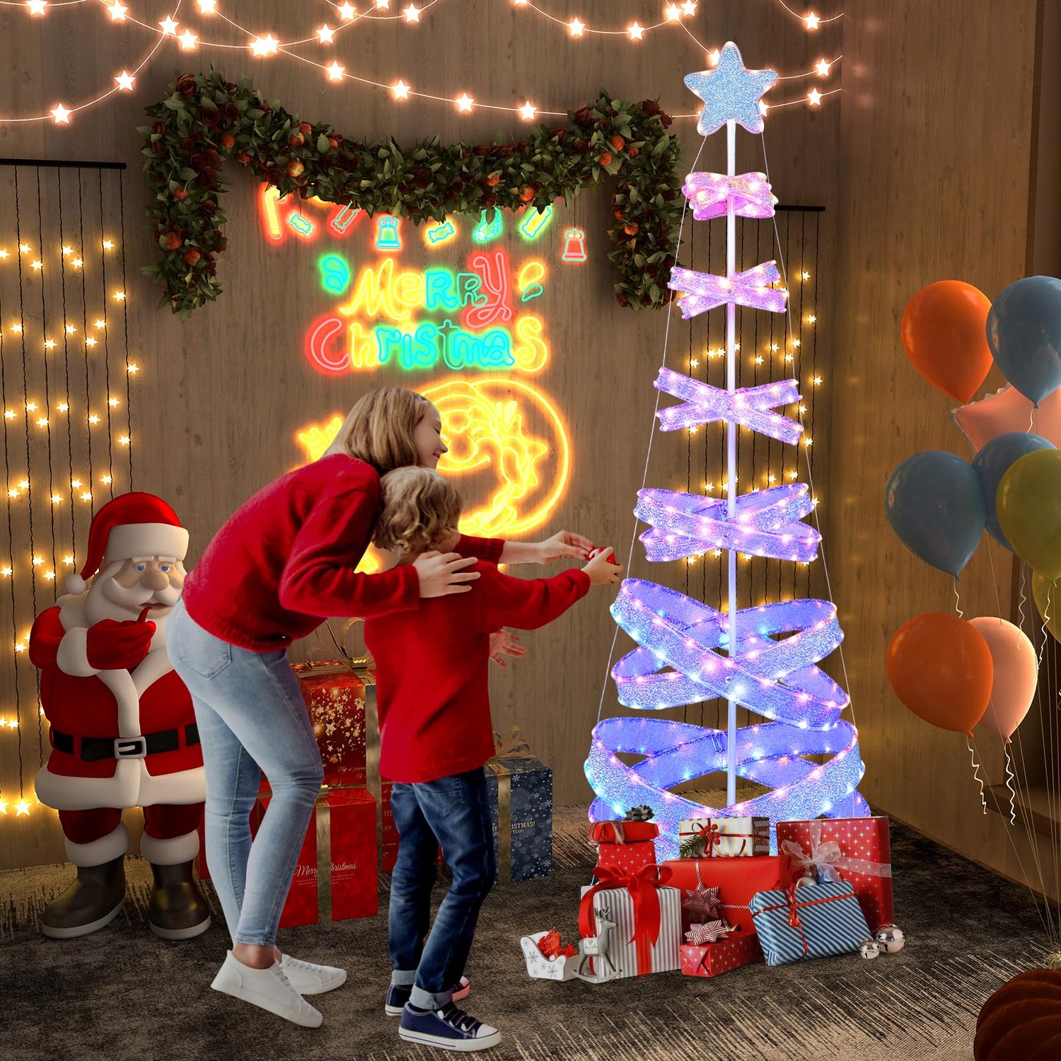 GYMAX 7FT Pre-Lit Christmas Tree