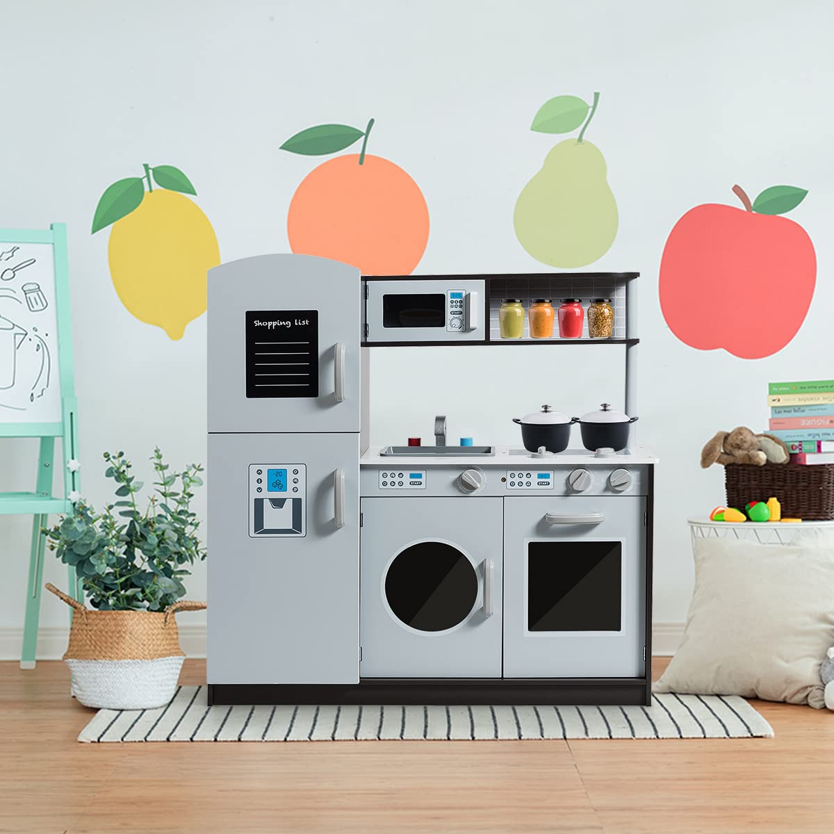 GYMAX Wooden Kids Pretend Kitchen Play Set