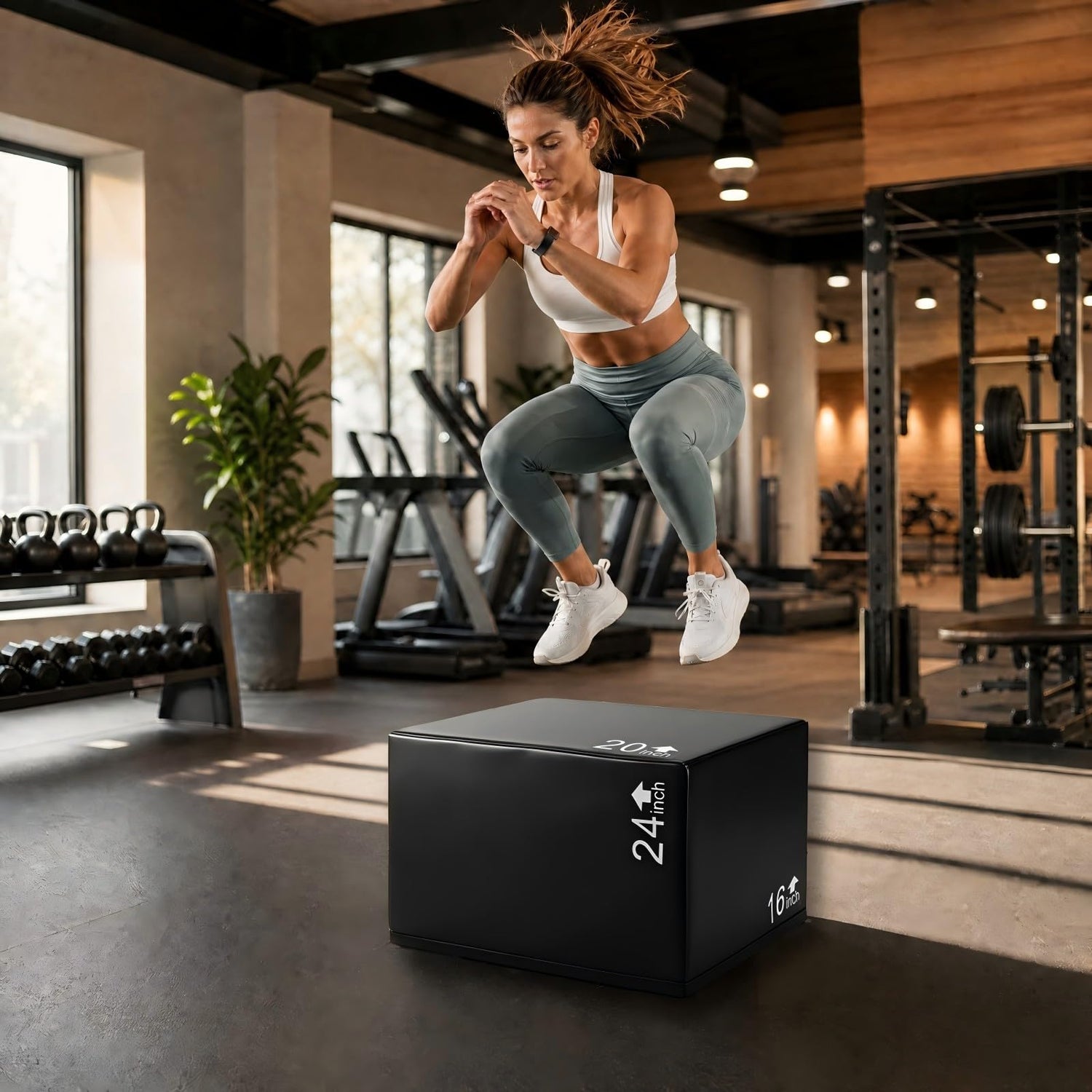 Heavy Duty Foam Jumping Box with 3 Heights and Easy-to-Clean PU Cover
