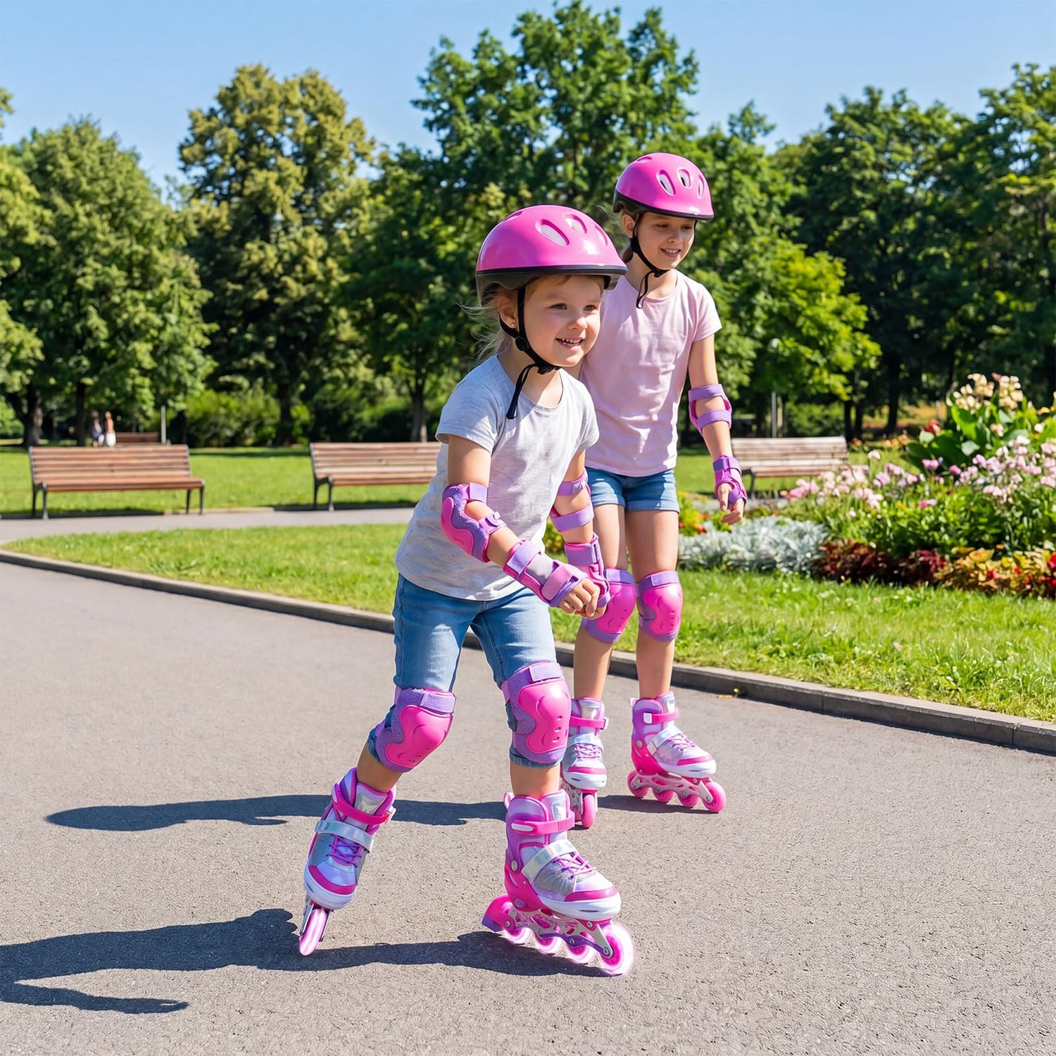 Kids Inline Skates for Boys & Girls, 4 Sizes Adjustable Blades Roller Skates