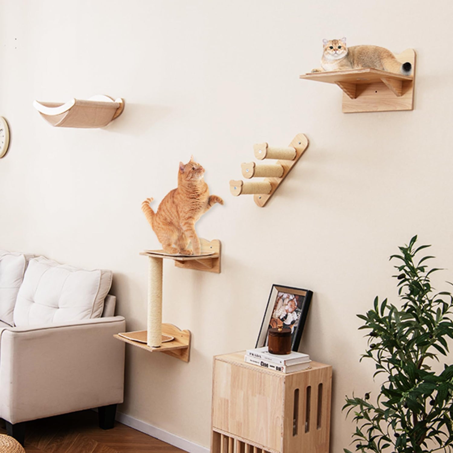 GYMAX 4PCS Wall Mounted Cat Tree