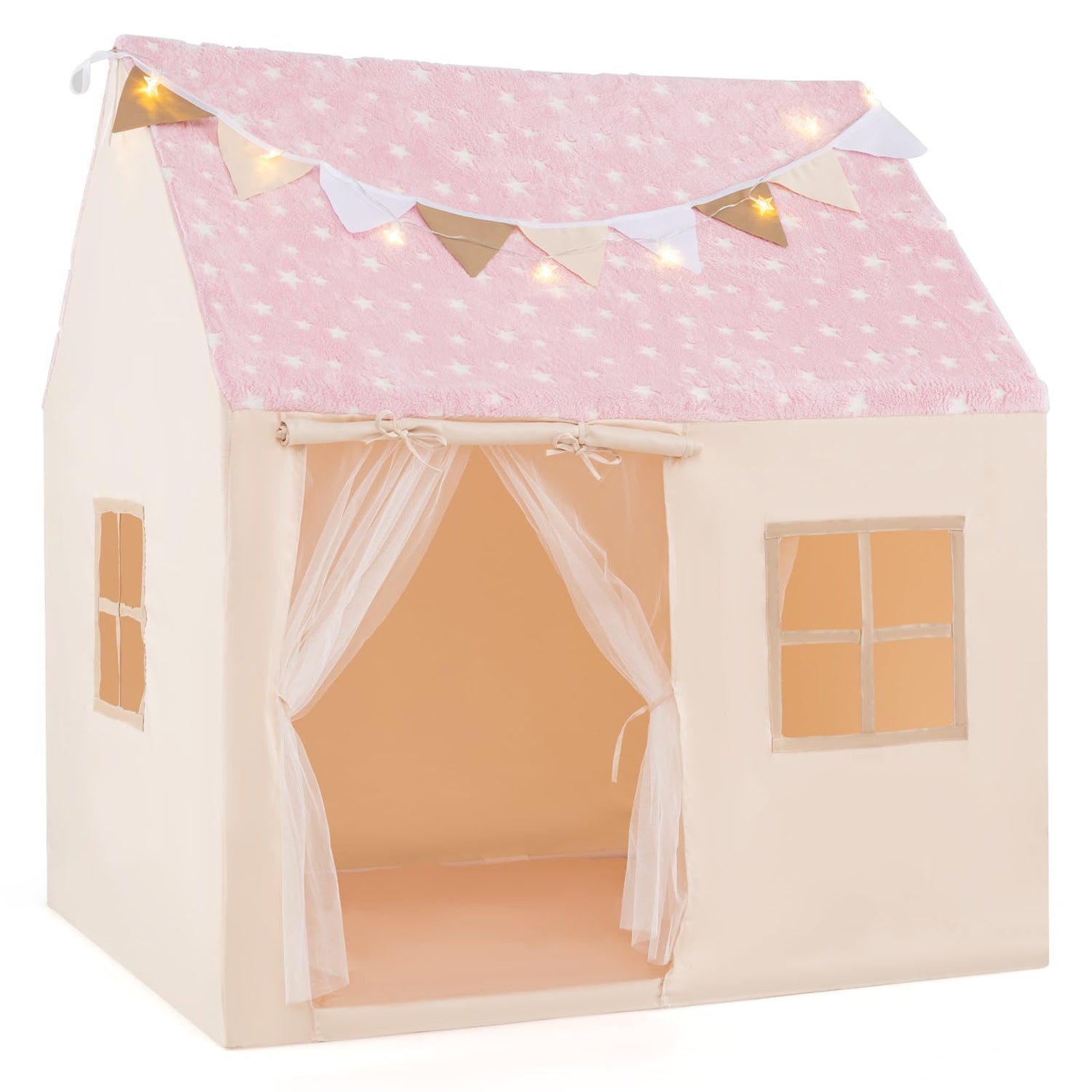 GYMAX Large Kids Tent with Padded Mat