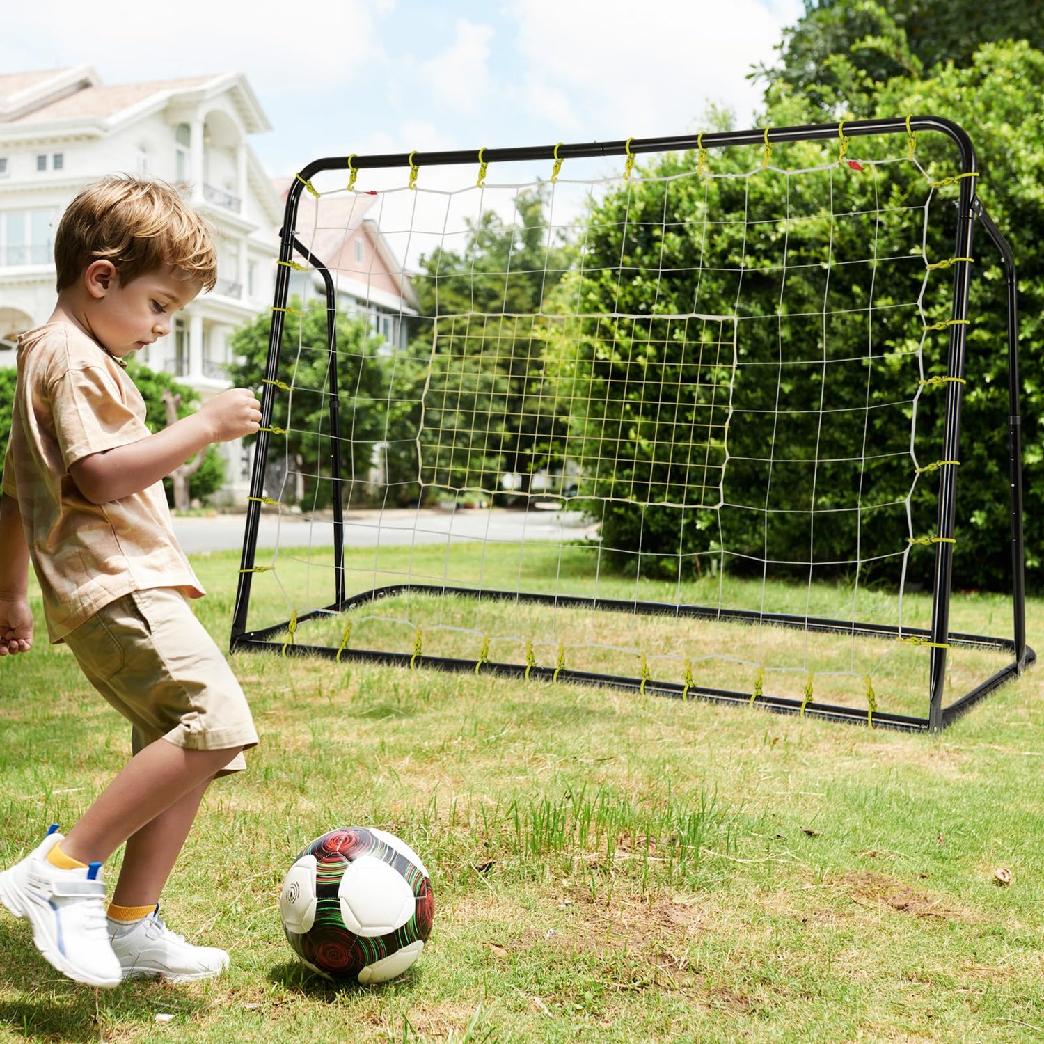 GYMAX 6FT x 4FT 2 in 1 Football Rebounder Net