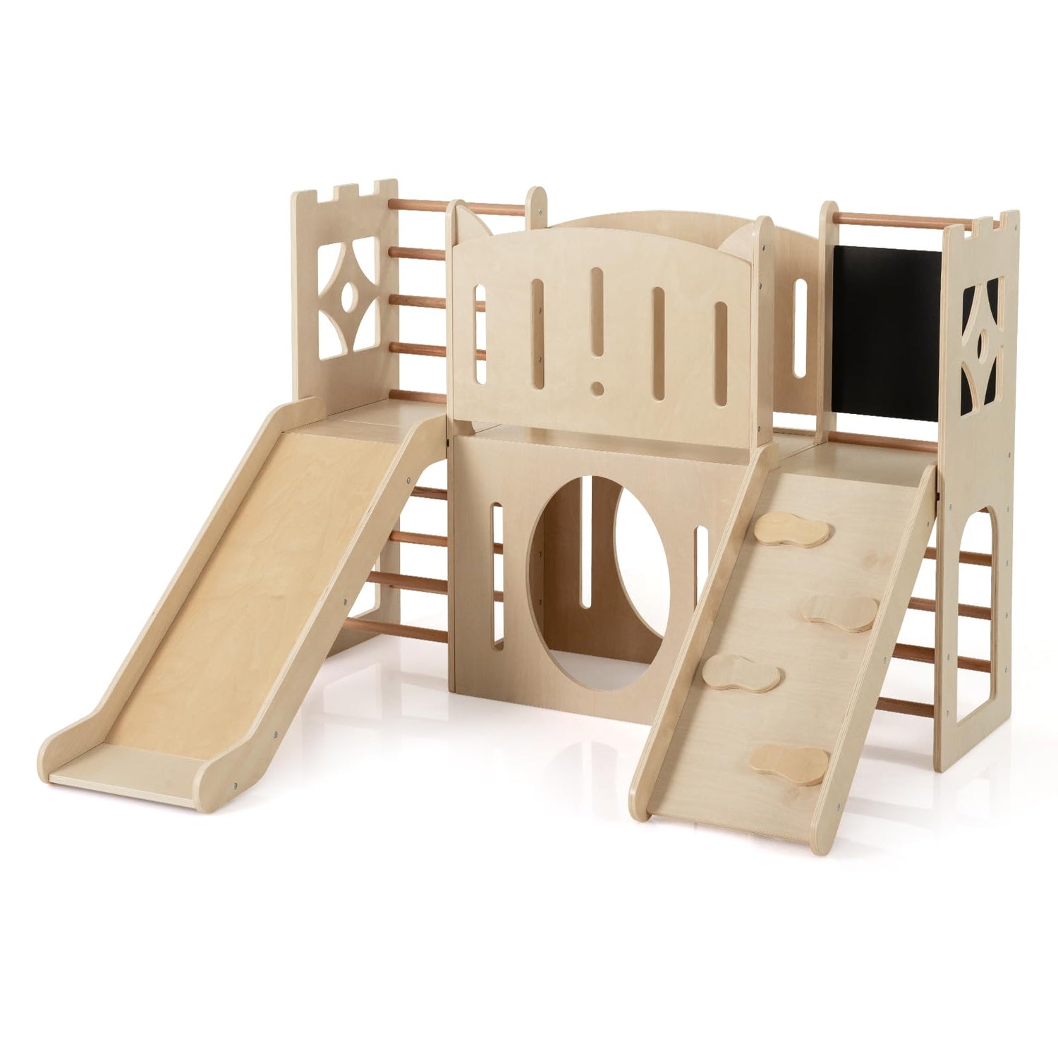 8-in-1 Toddler Slide with Ladders and Toy Storage
