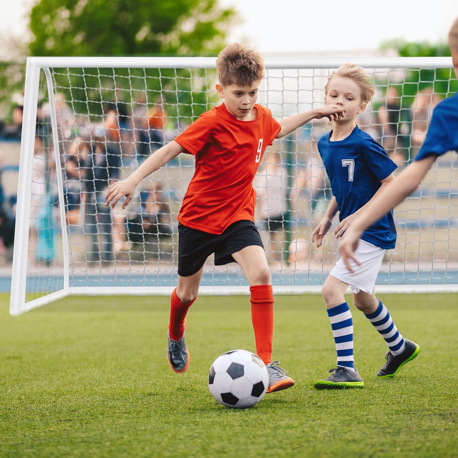 GYMAX PVC Soccer Goal with Thickened Post
