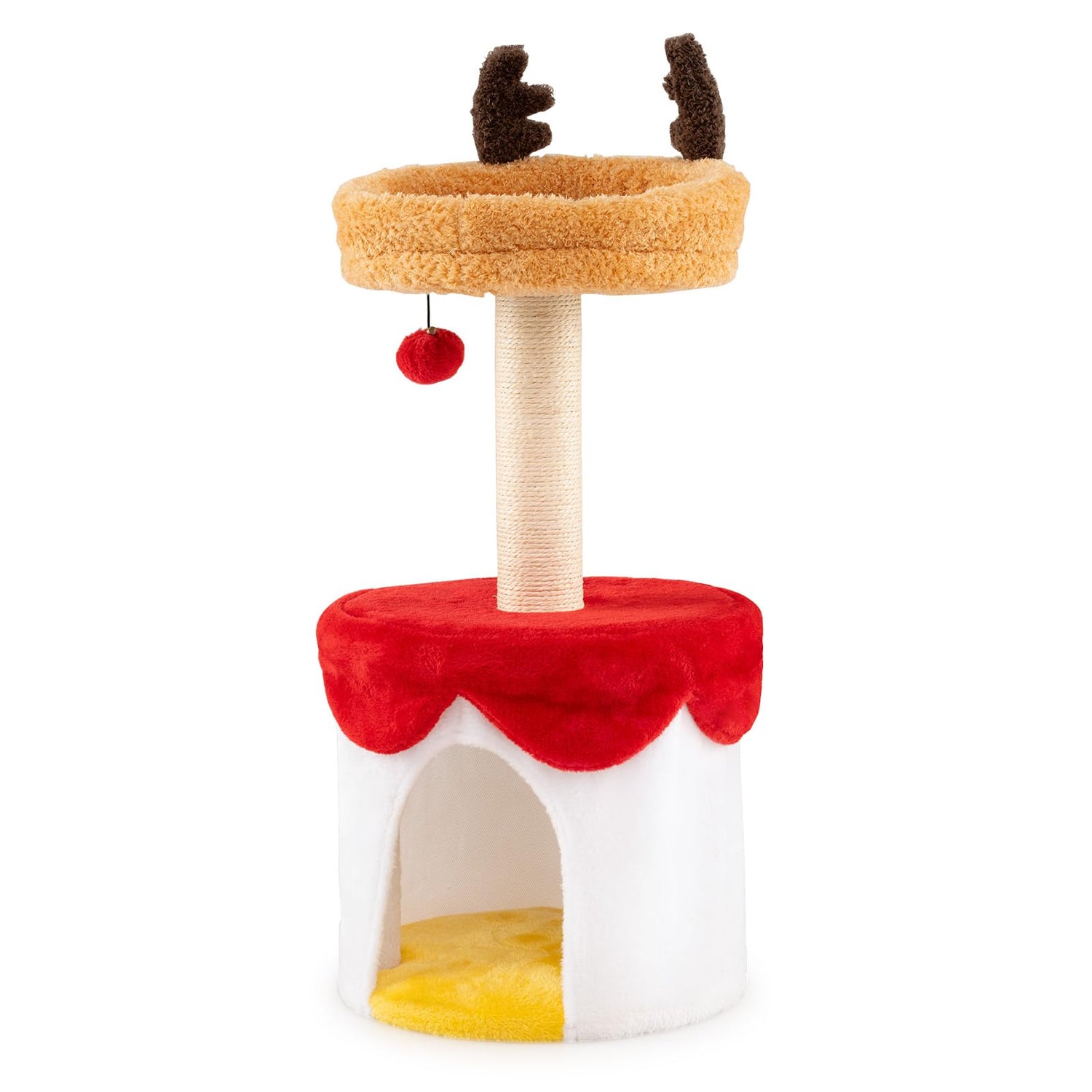 Christmas Cat Tree with Bed 80 CM Modern Kitten Tower with Sisal Scratching Post