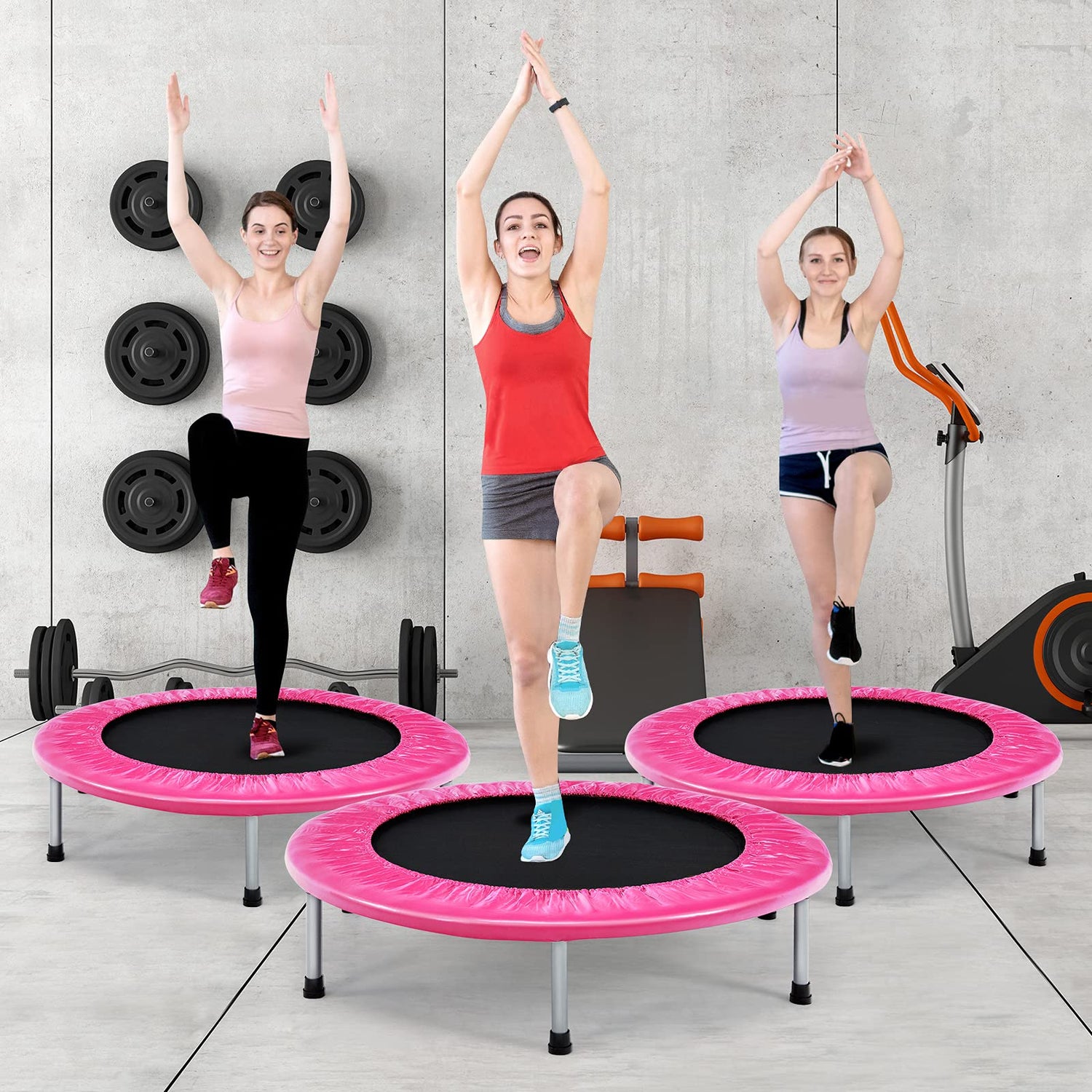 GYMAX Mini Trampoline, 38” Folding Rebounder Kids Junior Fitness Exercise Bouncer