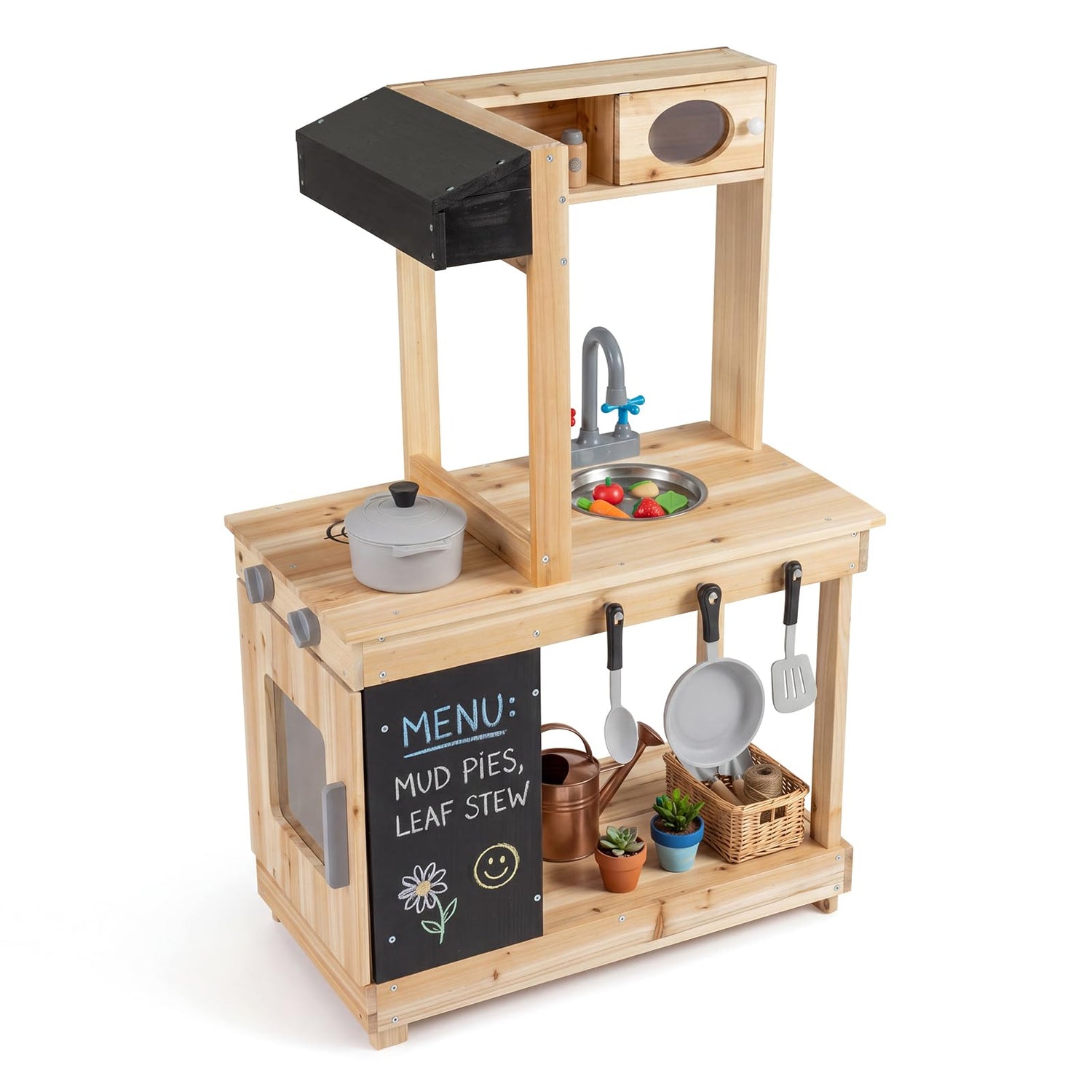 Outdoor Children Play Kitchen Pretend Toy Kitchen for 3+ Years Old Boys Girls