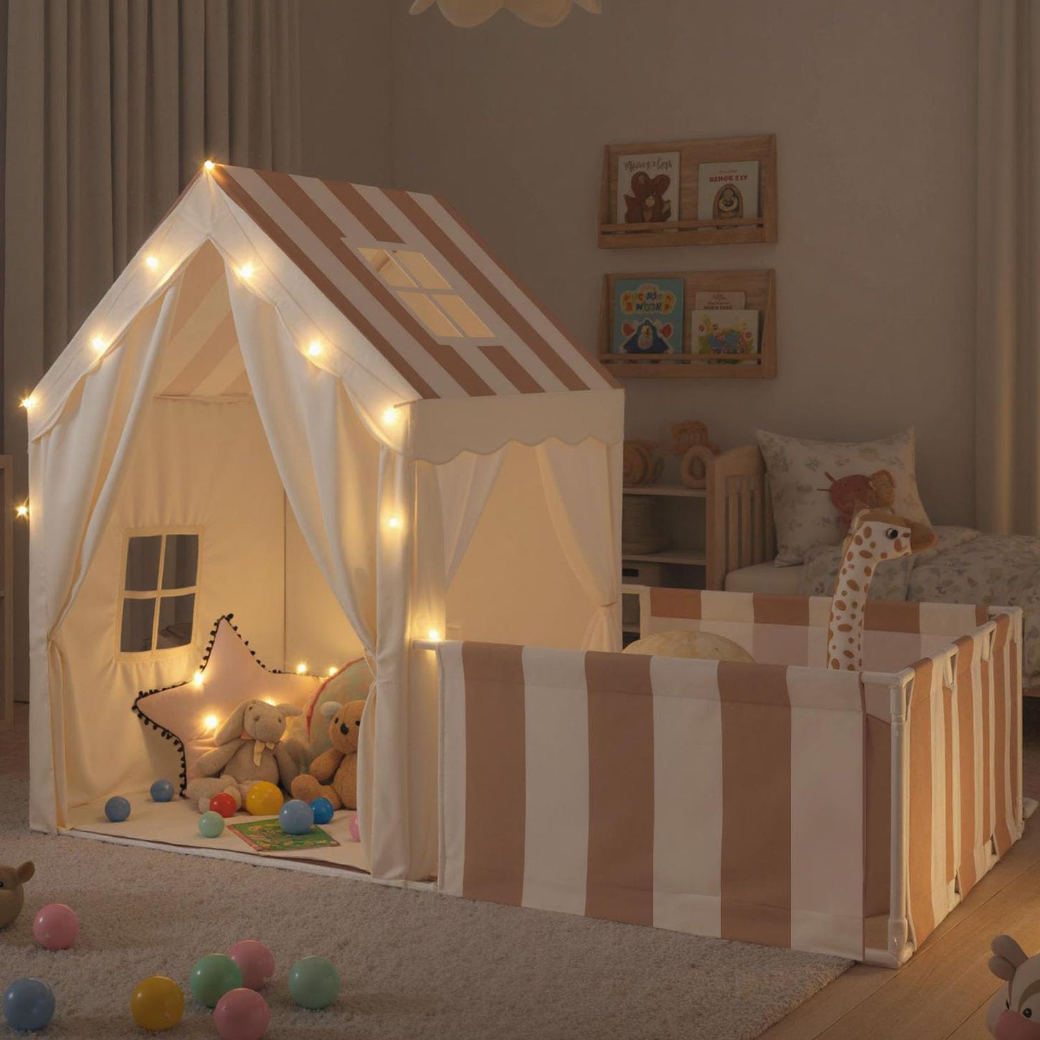 2 in 1 Indoor Toddler Playhouse Castle Fairy Tents for 3+ Years Old Girls Boys