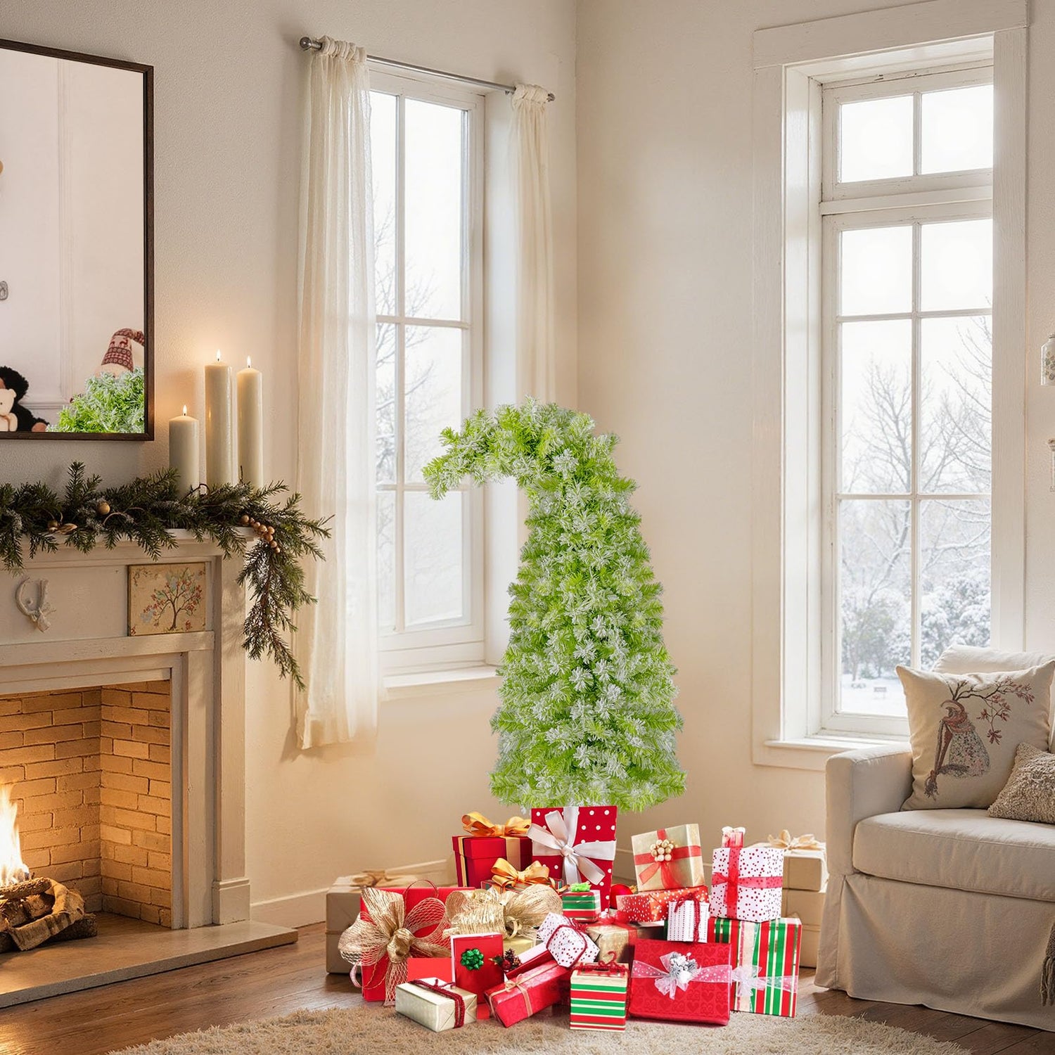 Whimsical Christmas Tree with Branch Tips and Warm White LED Lights