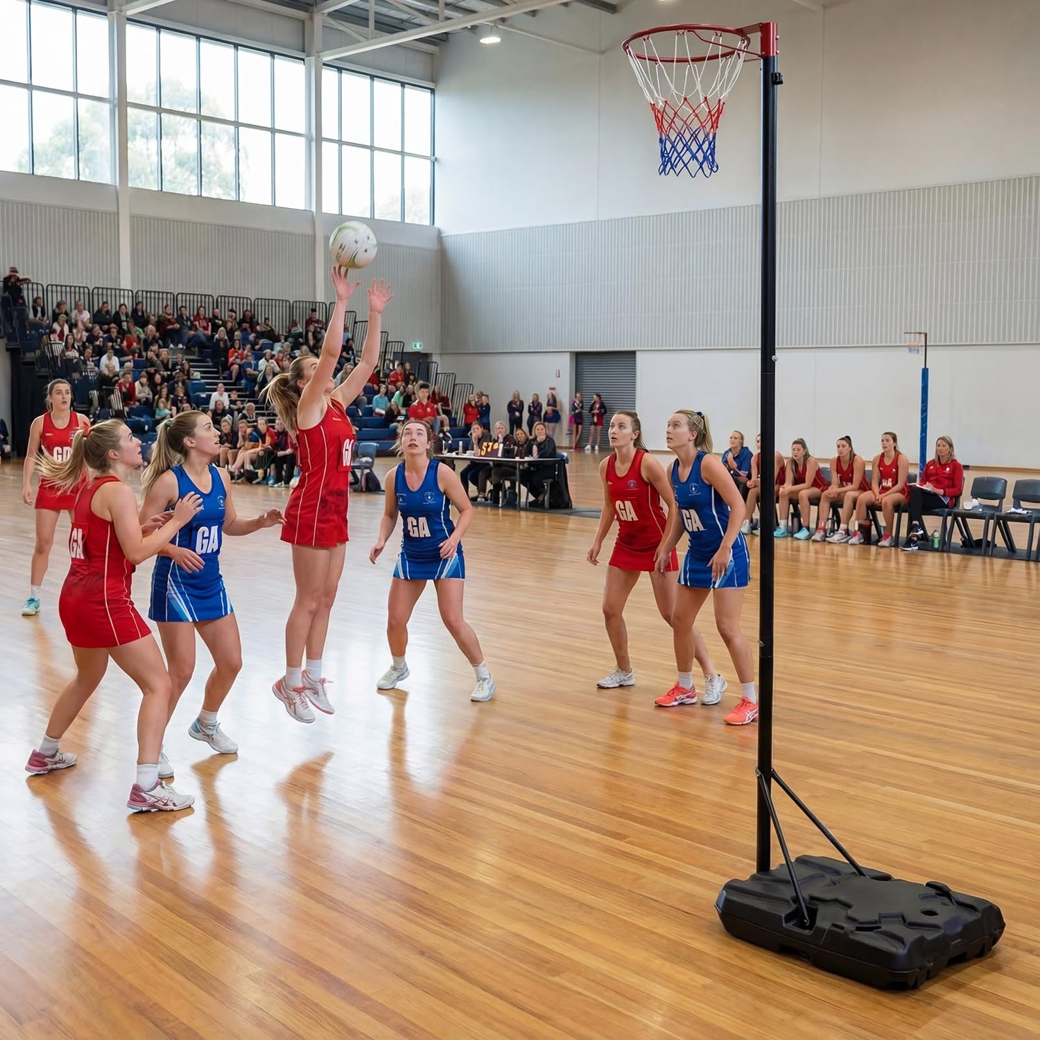 Portable Netball Post, 170-305 cm Height Adjustable Netball Post and Hoop