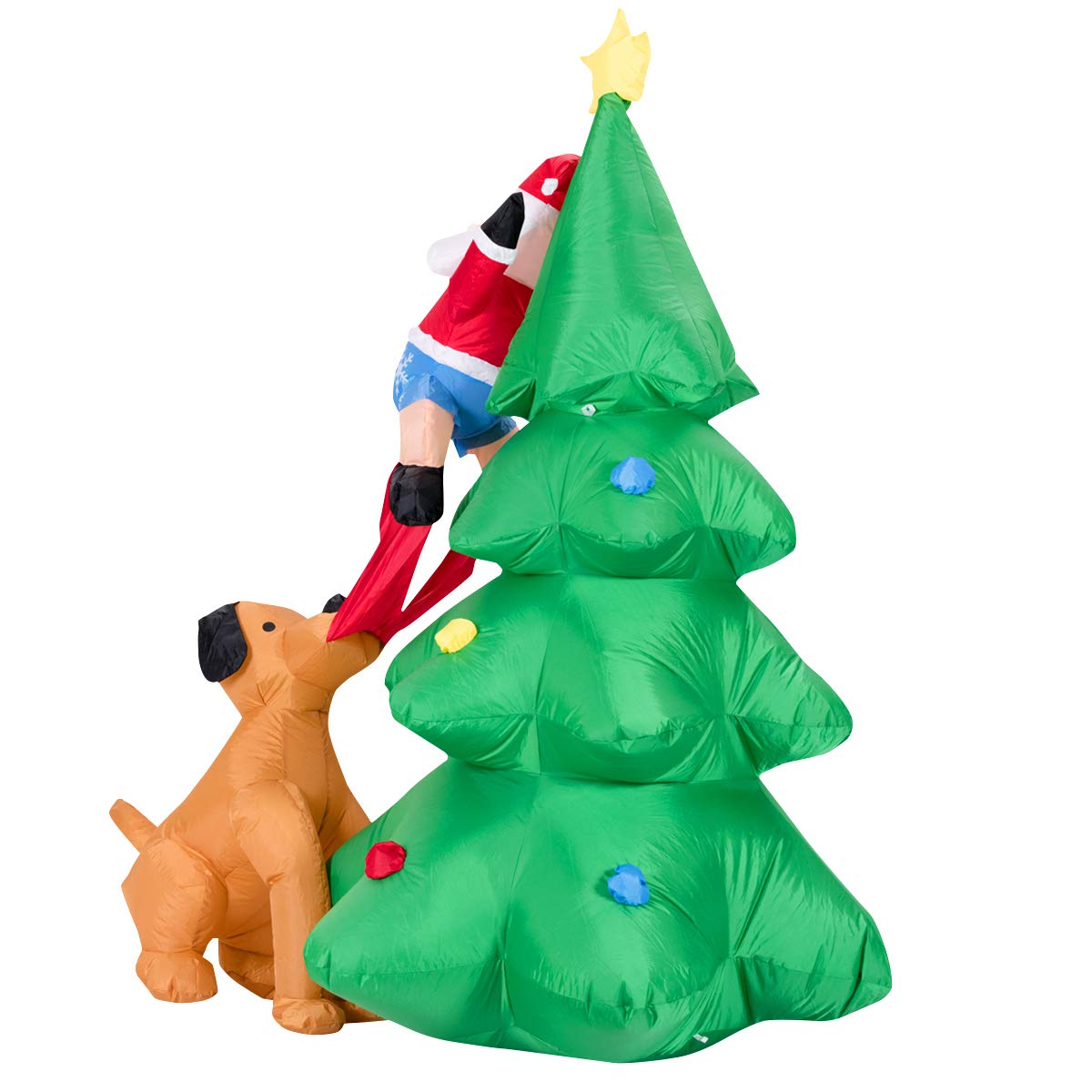 GYMAX 6FT Inflatable Light Up Christmas Tree with LED Lights