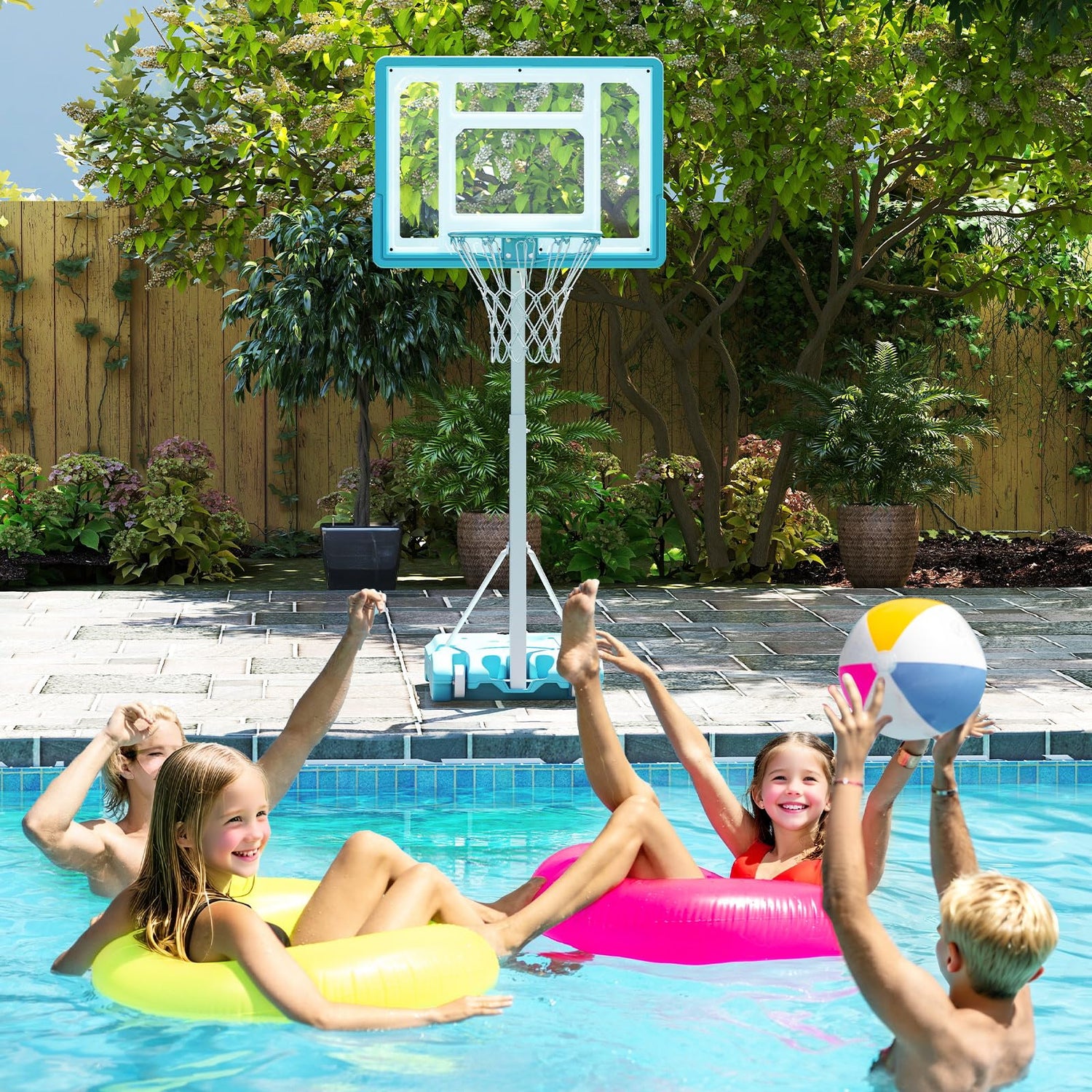 Adjustable Basketball Hoop and Stand, 1.43-1.71m Basketball Goal with 83 cm Shatterproof Backboard