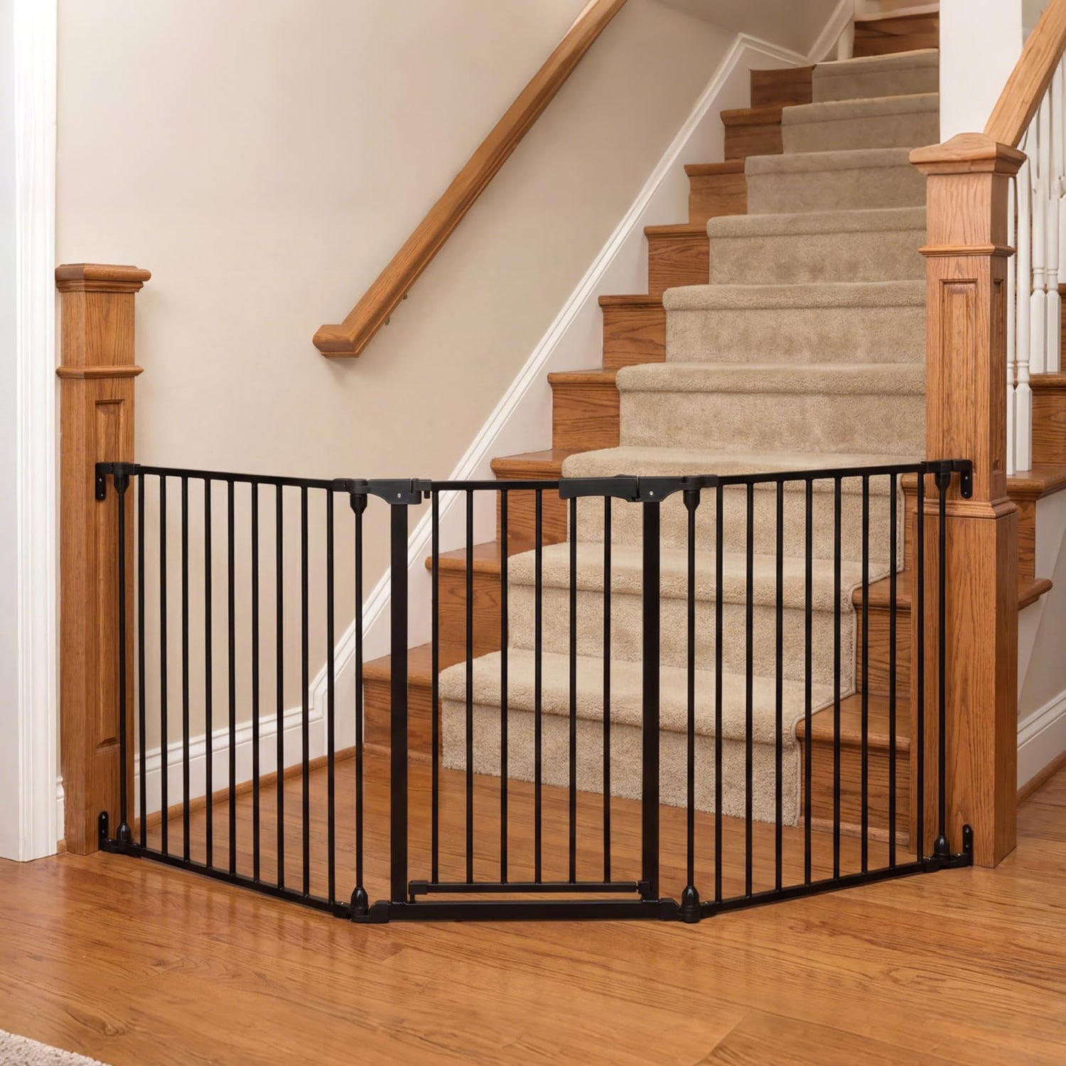 3 Panel Foldable Pet Gate, Pressure Baby Gate with One-hand Opening