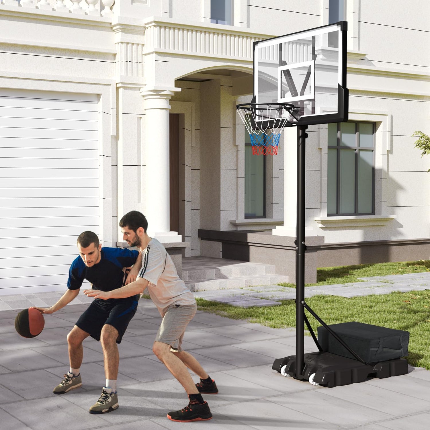 GYMAX 4.1-10FT Height Adjustable Portable Basketball Hoop Outdoor
