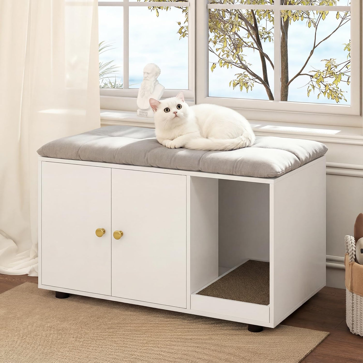 Cat Litter Box Enclosure, Hidden Kitty Washroom Toilet
