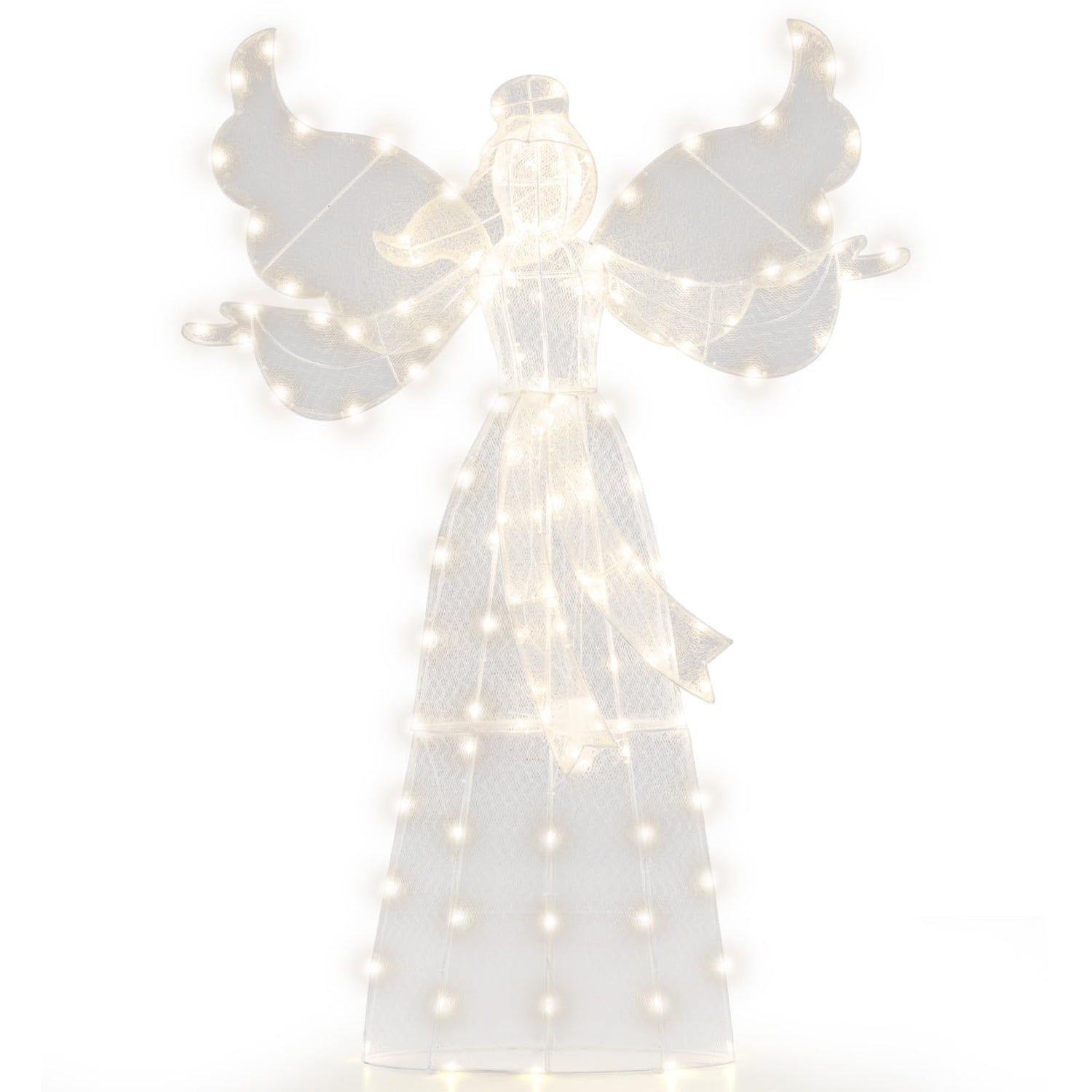 Outdoor Decorative Angel with Halo and 148 Warm White LED Lights