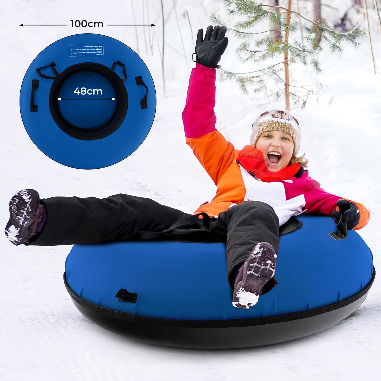 GYMAX Heavy Duty Snow Tube for Sledding