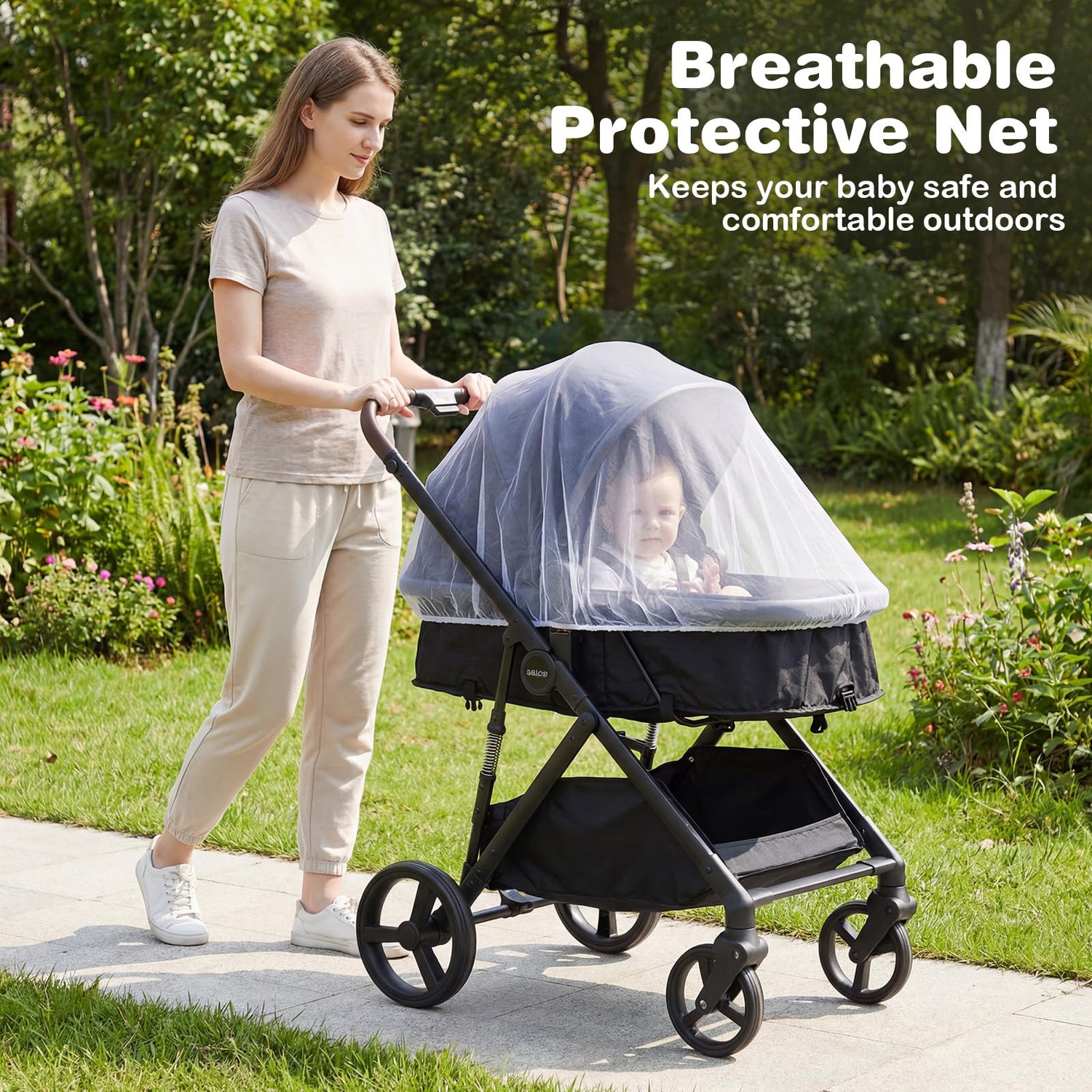 3 in 1 Baby Stroller, Foldable Travel System Pram with Reversible Seat