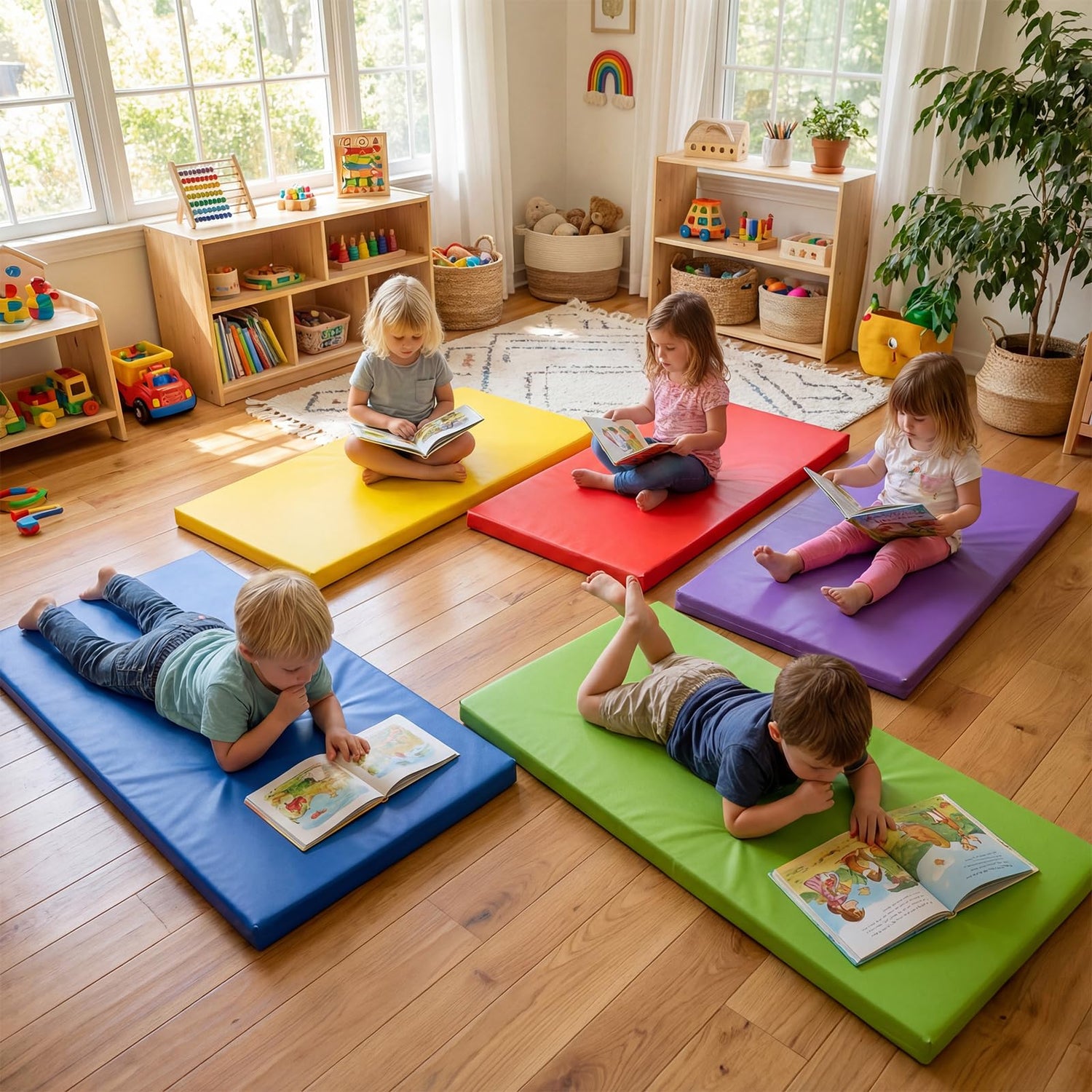 5 Pcs Kids Rest Mat, Portable Toddler Sleeping Pads with PU Covers