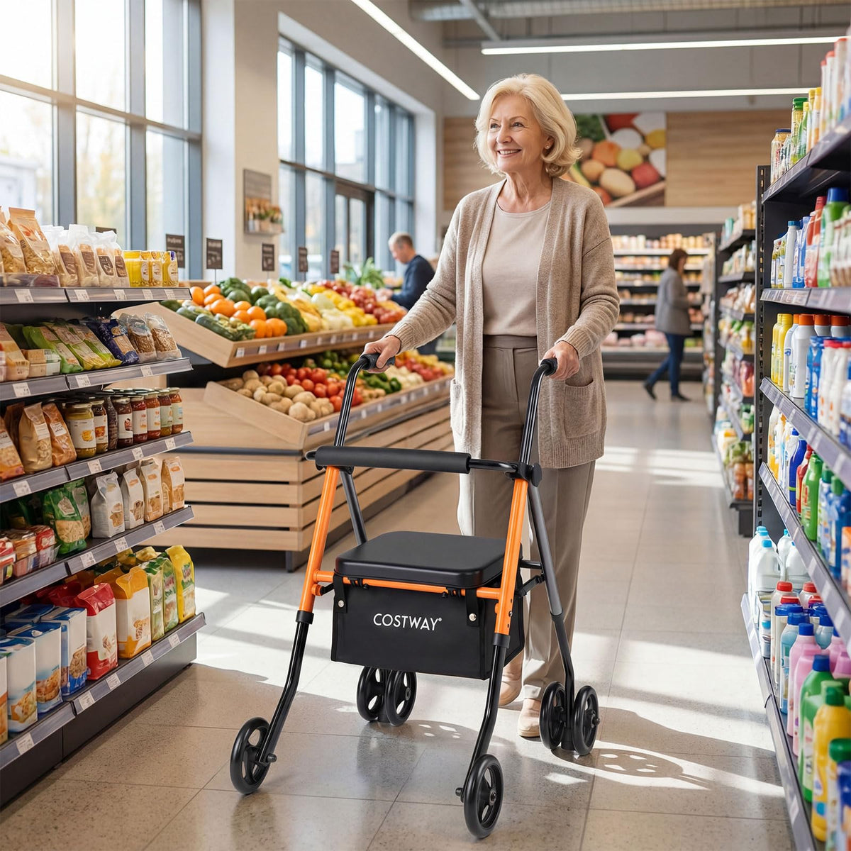 Rollator Walker with Seat, Folding Lightweight Mobility Walker