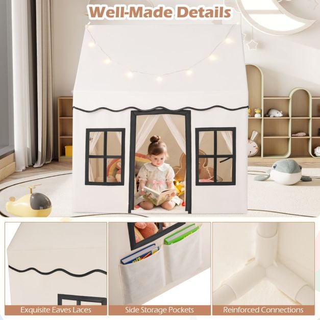 Kids Play Tent with Star Lights and Non-slip Mat