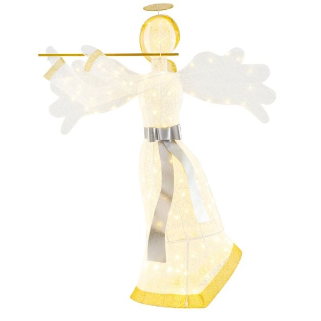 GYMAX 5FT Pre-Lit Christmas Angel Decoration
