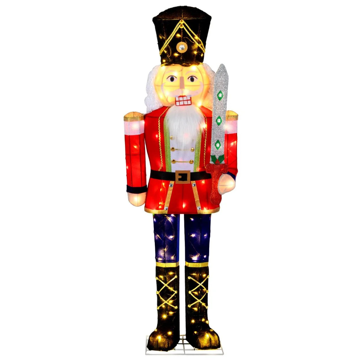 Lighted Nutcracker Soldier Outdoor Christmas Decoration with Glitter Sword