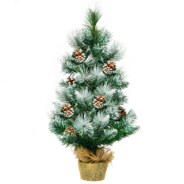 GYMAX 2FT Artificial Mini Tabletop Christmas Tree with Base