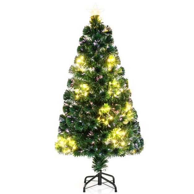 4FT/5FT Pre-Lit Christmas Tree, Fiber Optic Artificial Xmas Trees